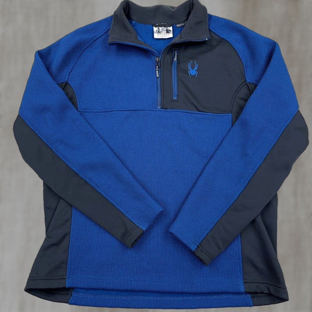 Spyder Spyder Jacket Men XL Blue Black Pullover Thermal Waffle Knit Sweater Hiking A80 Size US XL / EU 56 / 4 - 1 Thumbnail
