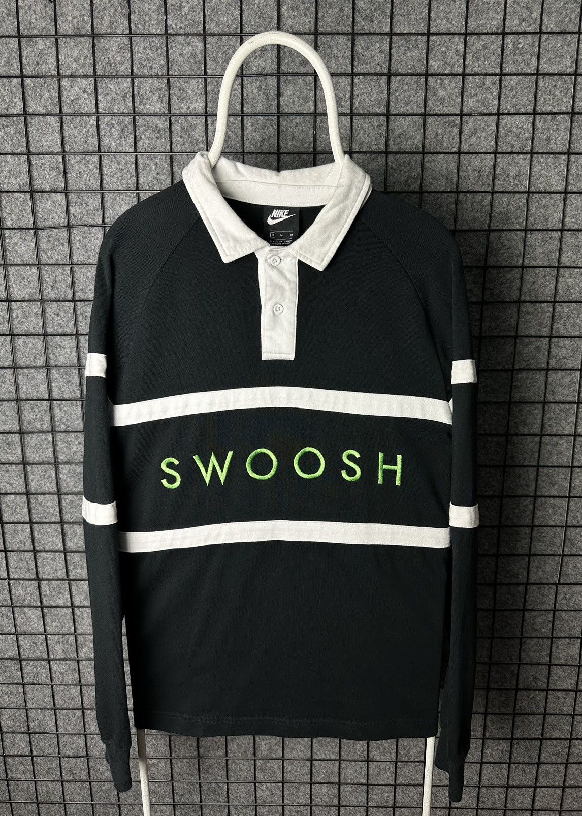 Nike × Streetwear × Vintage Nike Swoosh Vintage Logo Polo Long Sleeve T  Shirt Size M | Grailed