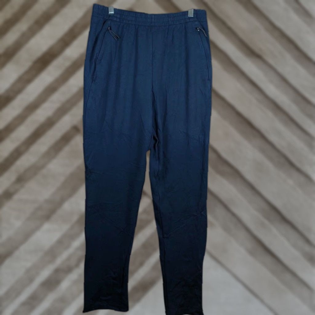 Adidas Adidas Mens Pants Navy Blue Pull On Ankle Zip Joggers Stretch Medium Size US 31 - 1 Thumbnail