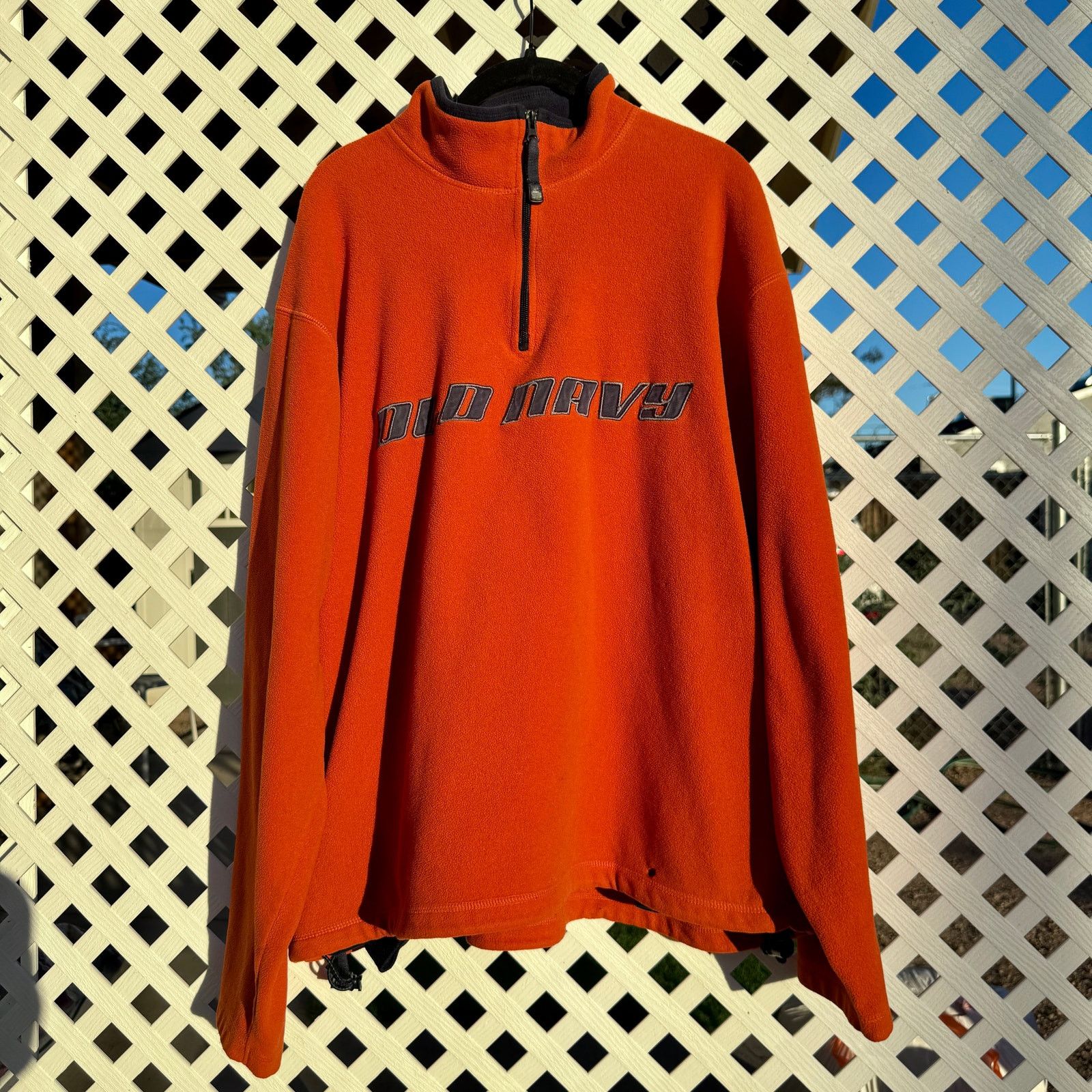 Old Navy Y2K Orange & Navy Old Navy Quarter Zip Drawstring Fleece Size US XXL / EU 58 / 5 - 1 Thumbnail