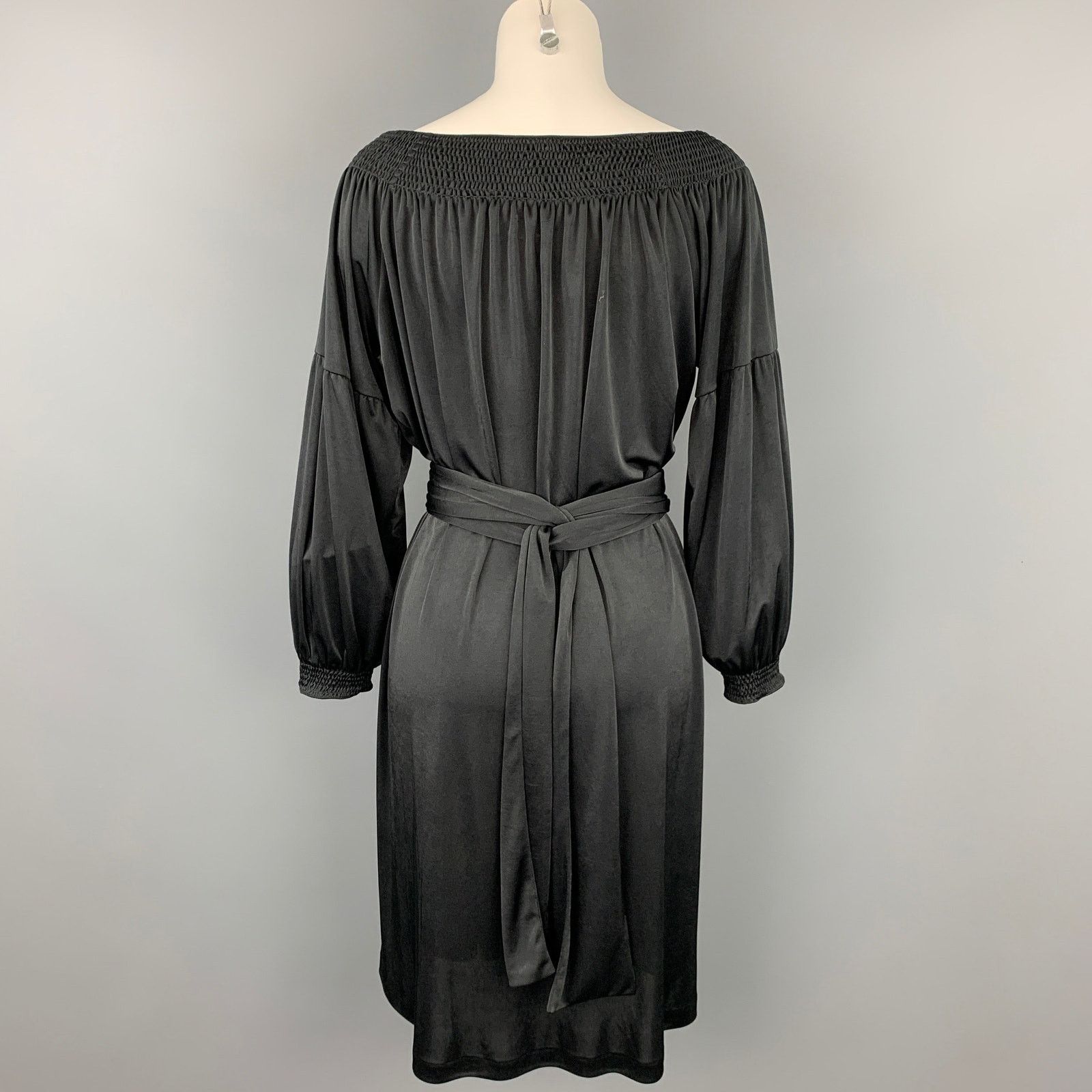 Prada PRADA Size S Black Jersey Polyester Bohemian Belted Dress Size S / US 4 / IT 40 - 4 Thumbnail