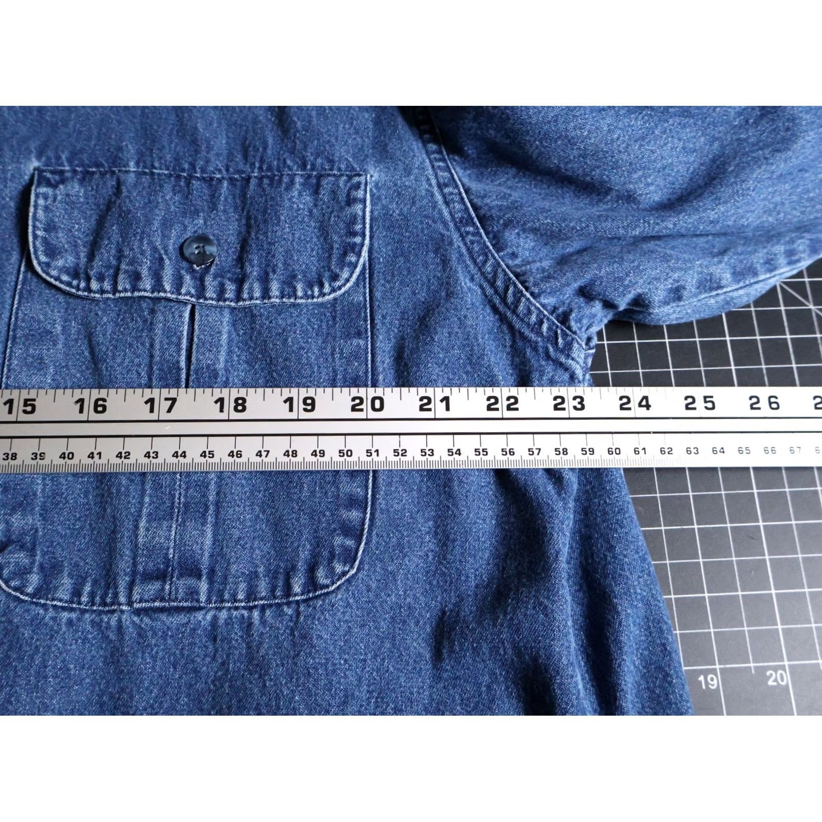 Denime Scottish Greys Denim Shirt Men's Large Blue Camo Grunge 90s Casual Workwear Button-Up Long Sleeve Denim Shirt Size US L / EU 52-54 / 3 - 6 Thumbnail