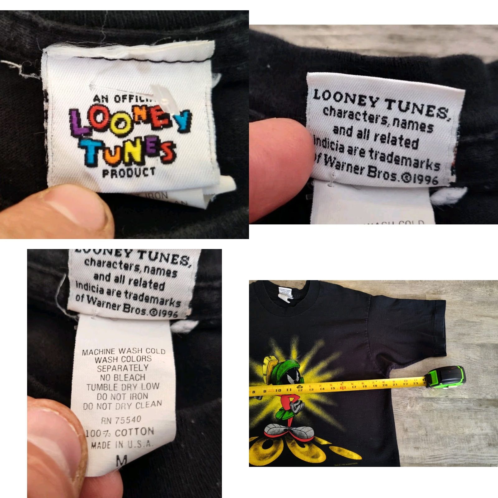 Vintage VINTAGE Looney Tunes Marvin the Martian T-Shirt Graphic Print 90s M Black Single Stitch Unisex Size US M / EU 48-50 / 2 - 8 Thumbnail
