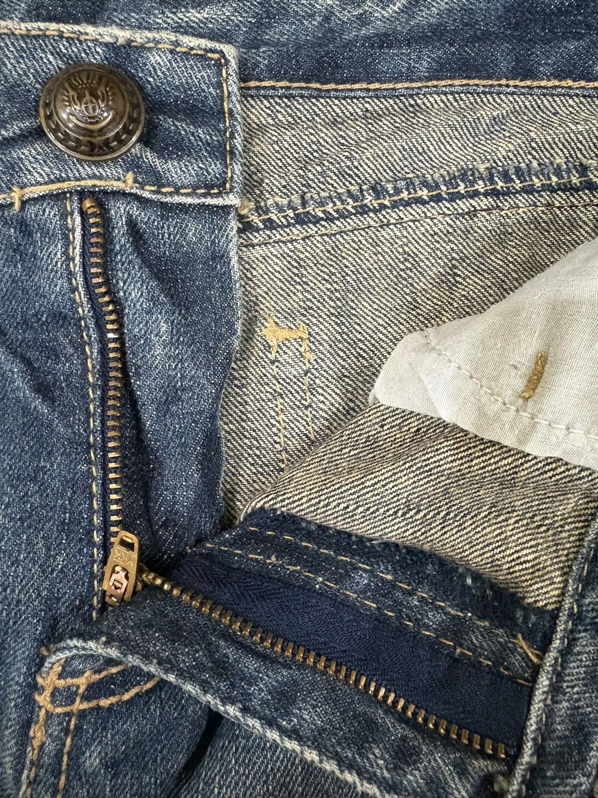 Hysteric Glamour Vintage Japanese Rusty Studded Bead Distress Flare Jeans Size 30" / US 8 / IT 44 - 9 Thumbnail