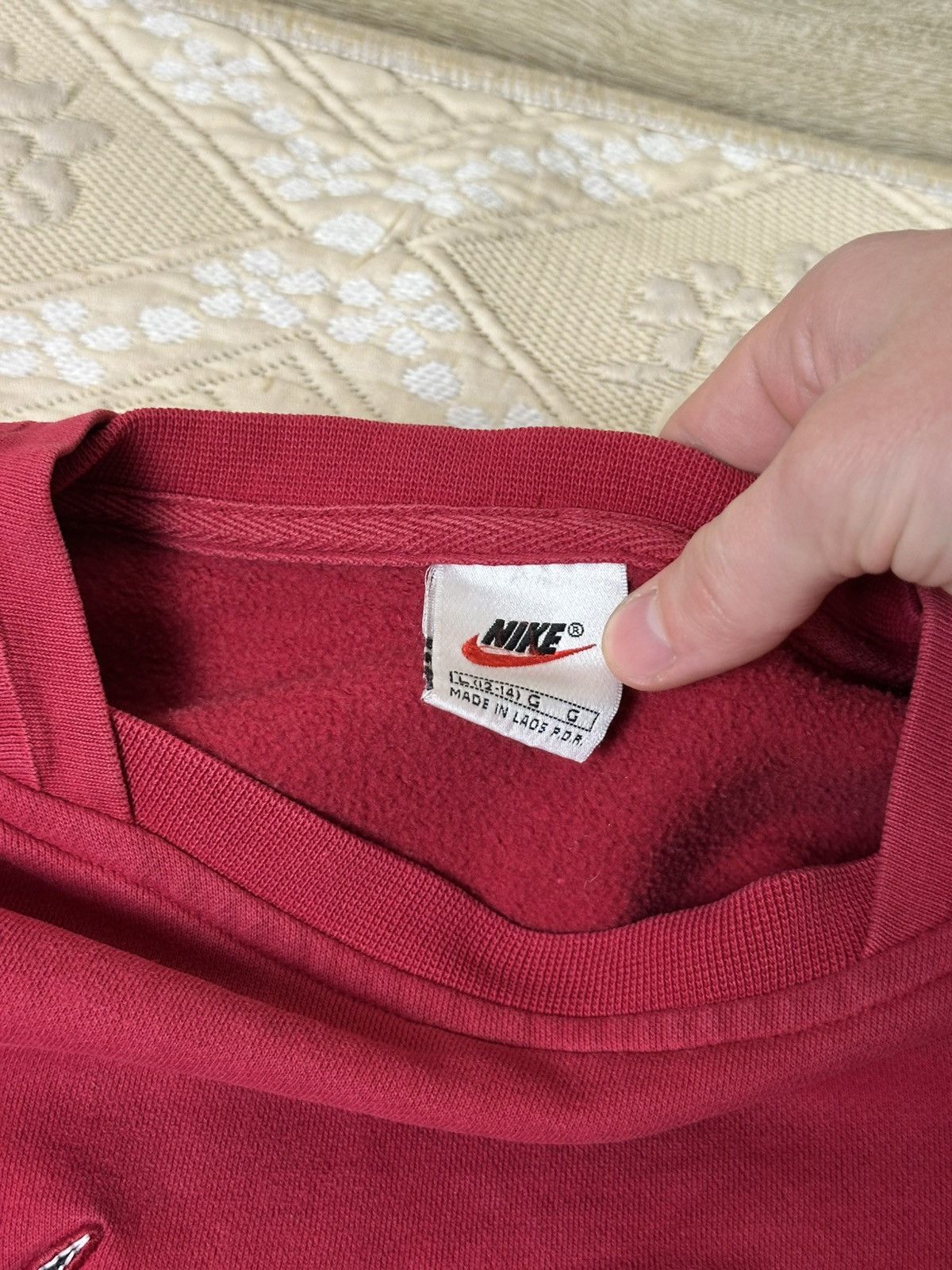 Nike 🔥 90s Big Logo Swoosh Nike Burgundy Sweatshirt Pullover 00s Size US S / EU 44-46 / 1 - 4 Thumbnail