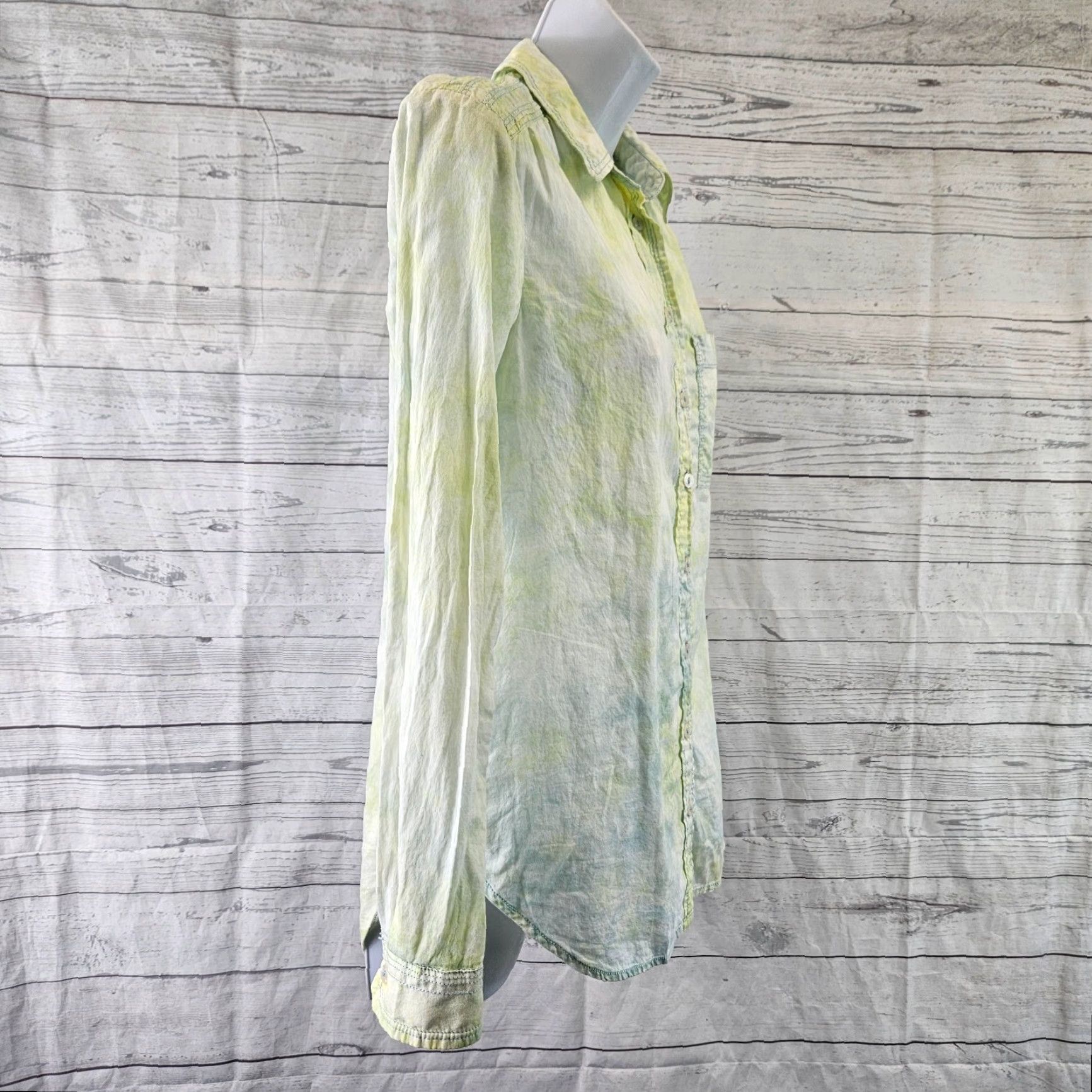 Vintage VINTAGE Pilcro by Anthropologie Womens Cate Classic Button Down Top XS Yellow Size XS / US 0-2 / IT 36-38 - 3 Thumbnail
