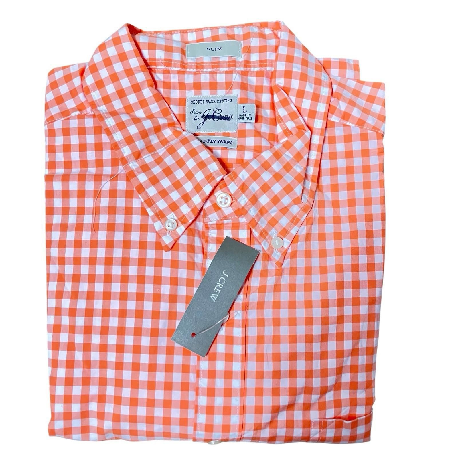 J.Crew J Crew Shirt Mens L Orange Plaid Button Down Pumpkin BJ745 Size US L / EU 52-54 / 3 - 1 Thumbnail