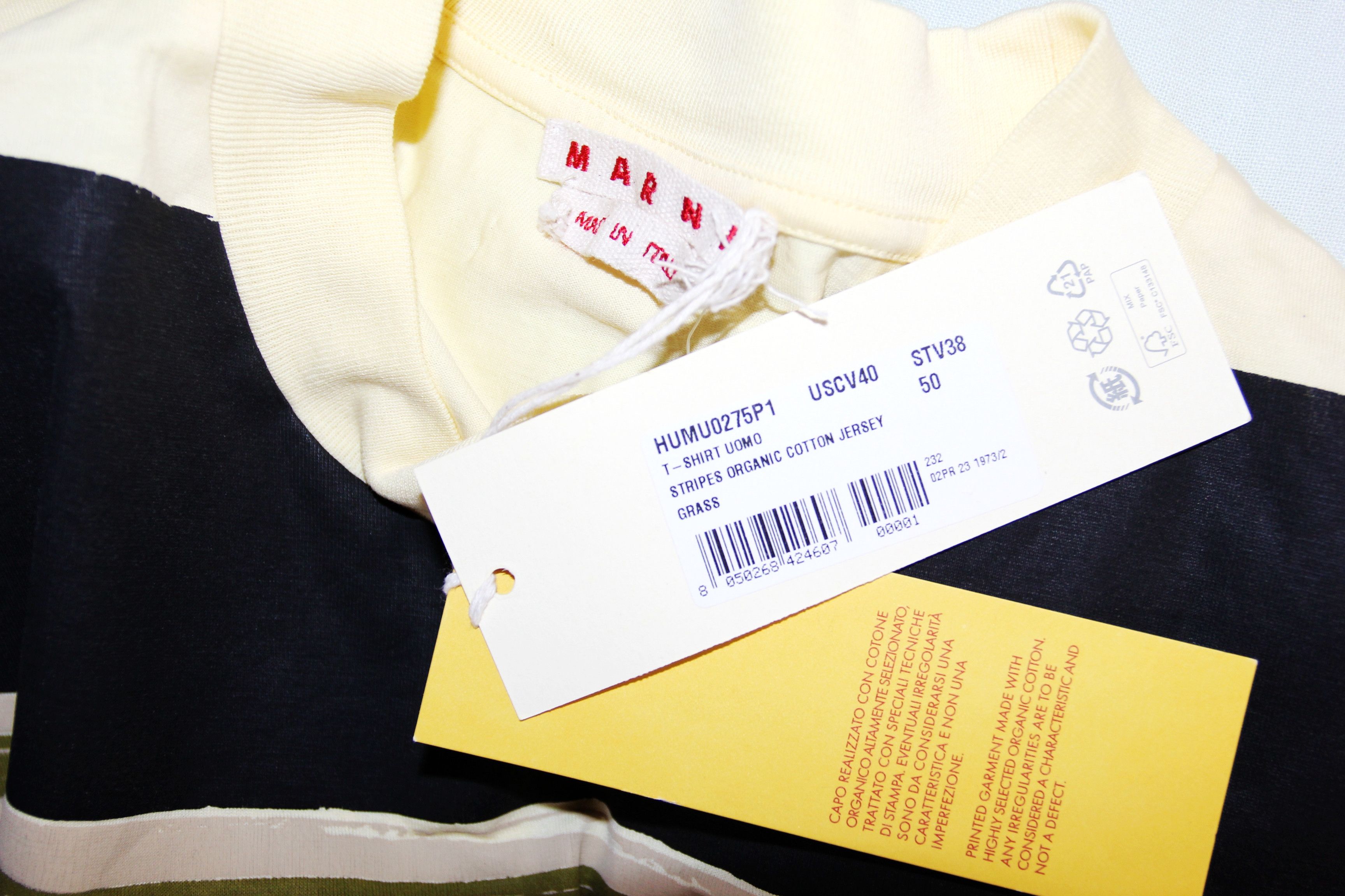 Marni BNWT AW23 MARNI STRIPES ORGANIC COTTON JERSEY TSHIRT 50 Size US M / EU 48-50 / 2 - 8 Thumbnail