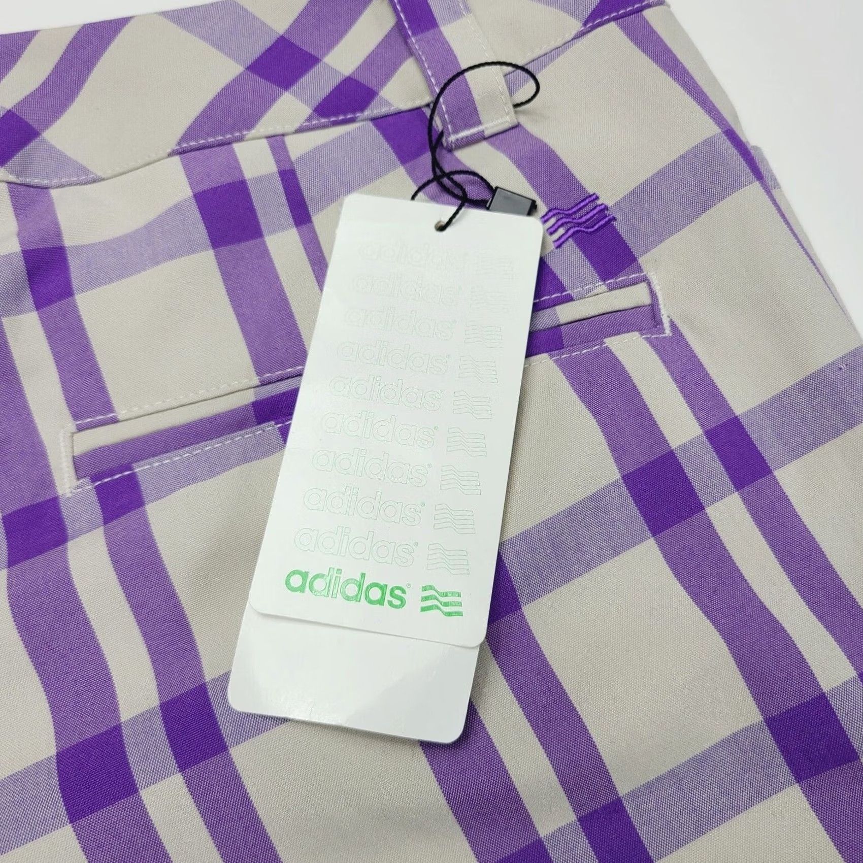 Adidas Adidas Women’s Size 2 Checkered Plaid Shorts Purple Athletic Golf Casual NWT Womens Size 26" / US 2 / IT 38 - 3 Thumbnail