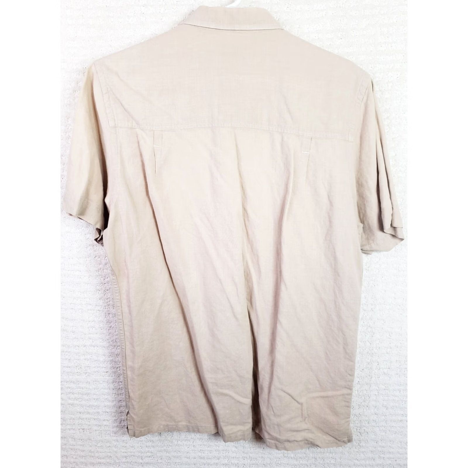 Kenneth Cole Kenneth Cole New York Linen Blend Shirt Men M Beige Short Sleeve Button-Up Size US M / EU 48-50 / 2 - 6 Thumbnail