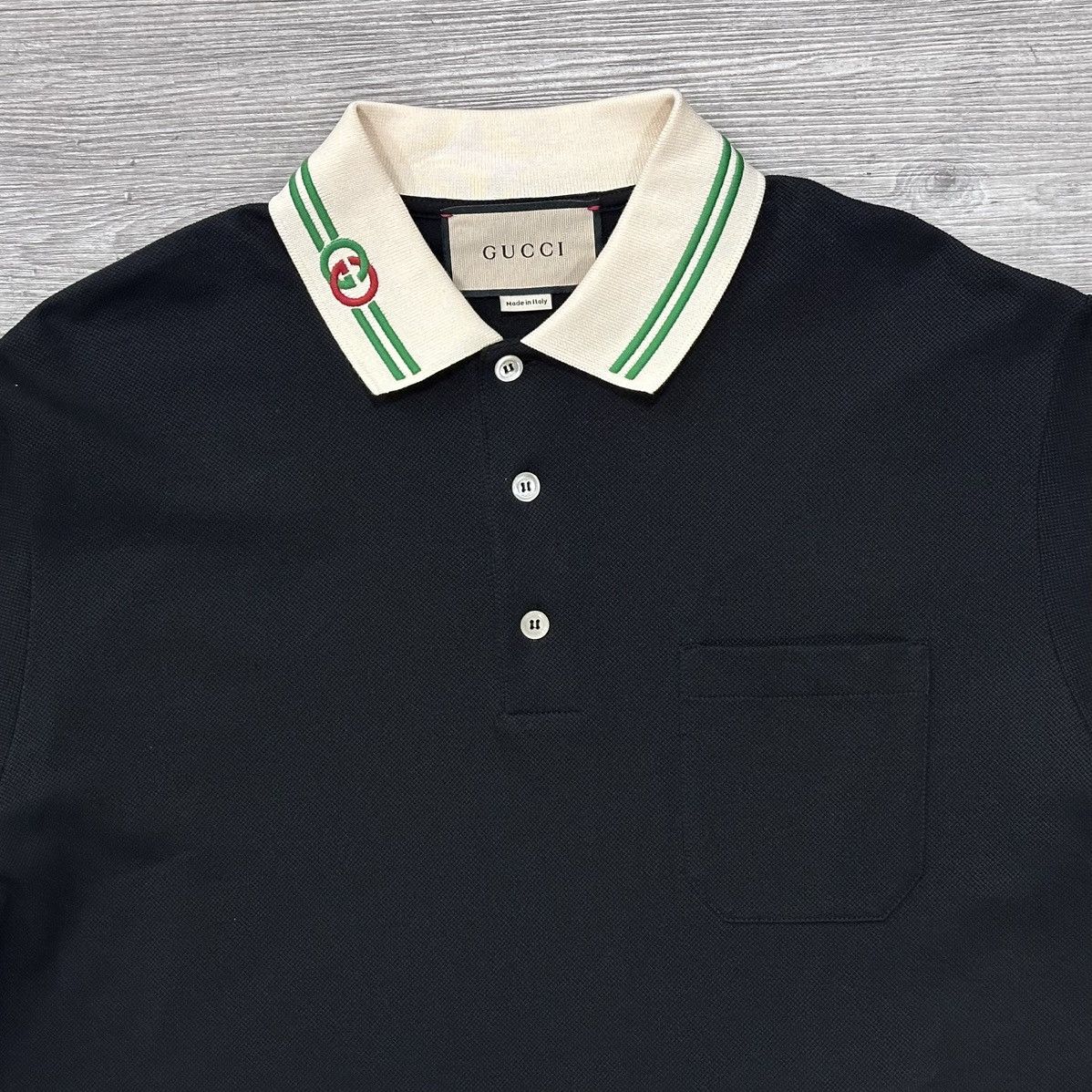 Gucci GUCCI BLACK INTERLOCKING GG POCKET POLO SIZE LARGE Size US L / EU 52-54 / 3 - 2 Thumbnail
