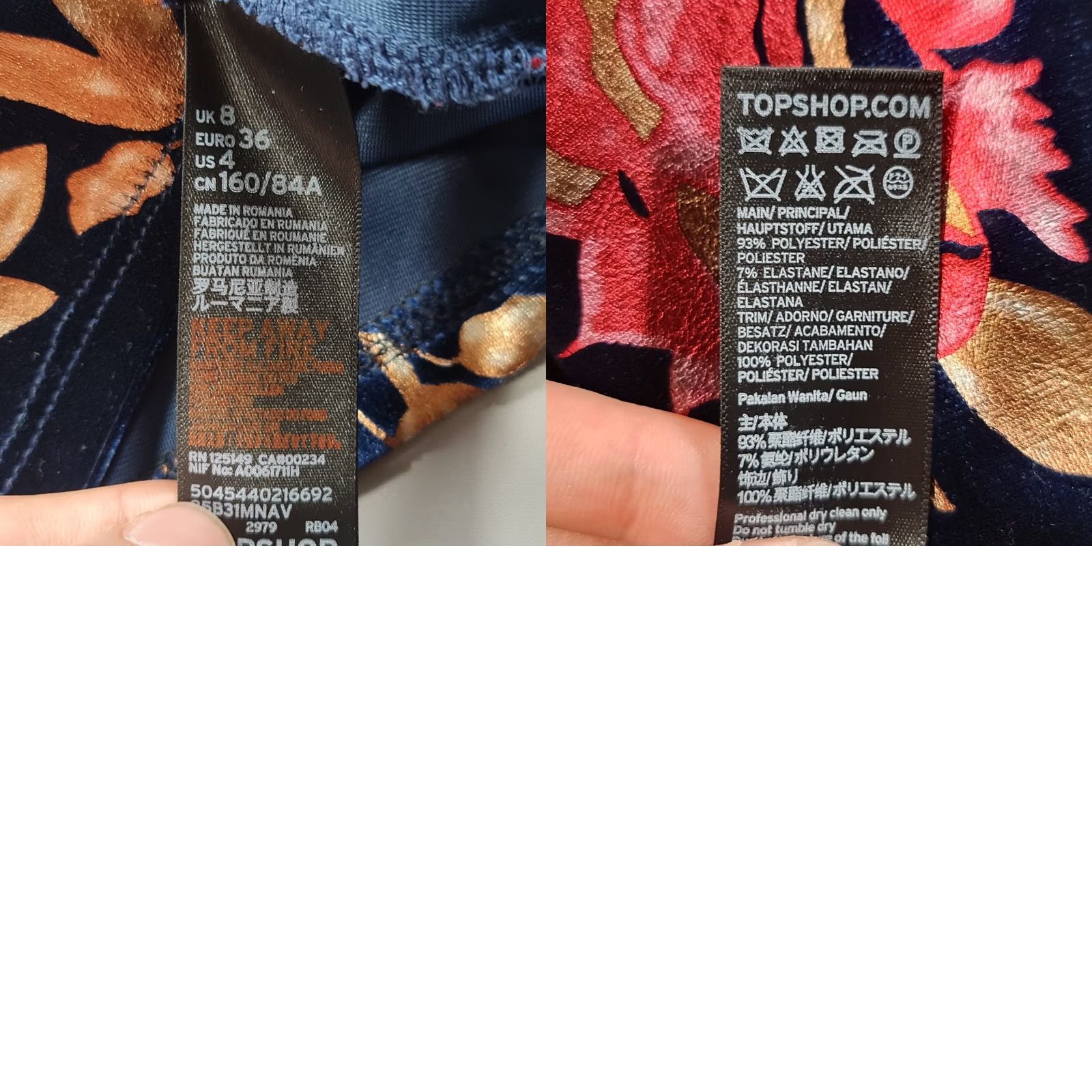 Topshop Topshop Womens Midi Wrap Dress Navy 8 UK Velvet Floral Foil Floral Dress Wrap, V-Neck, Long Sleeve, Party/Cocktail, Regular, Blue, Womens, 8 UK Size M / US 6-8 / IT 42-44 - 8 Thumbnail