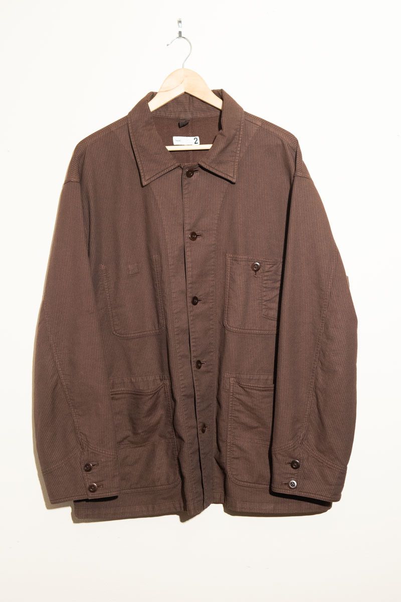 Ts(S) TSS Brown Stripe Cotton Blend Oversized French Chore Jacket Size US M / EU 48-50 / 2 - 1 Thumbnail