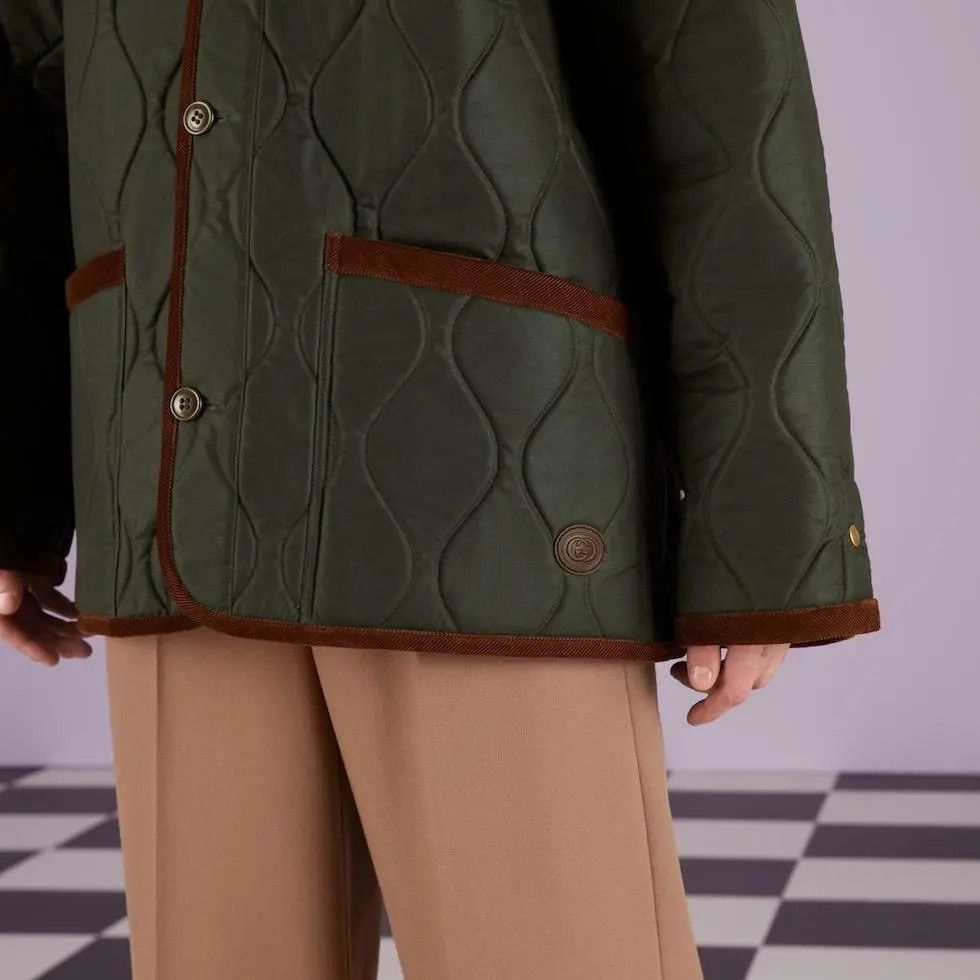 Gucci o1w1db10525 Quilted Cotton Jacket in Green Size US L / EU 52-54 / 3 - 2 Thumbnail