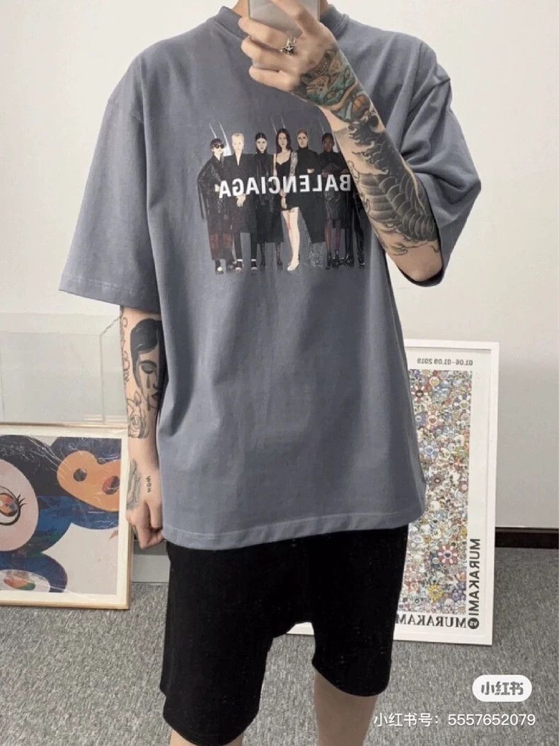 Balenciaga Balenciaga Haze blue band portrait short sleeve / M size Size US M / EU 48-50 / 2 - 4 Thumbnail