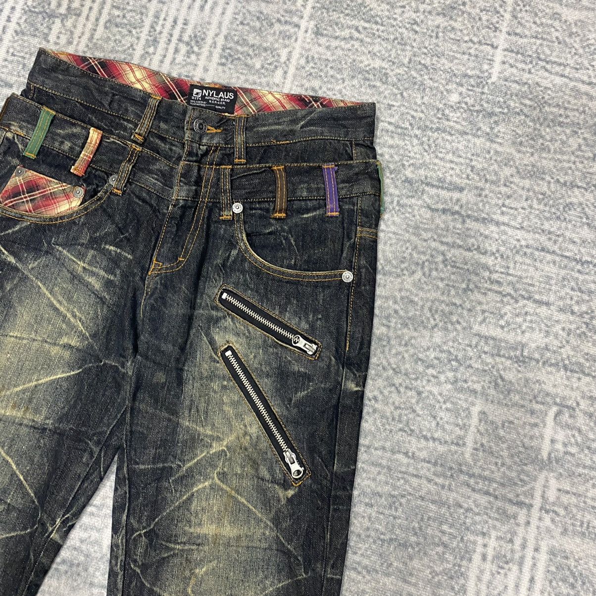 Japanese Brand × Vintage Sick☠️ Nylaus Double Waist Jeans 3Q Punk Grunge Mud Wash Size US 30 / EU 46 - 5 Thumbnail