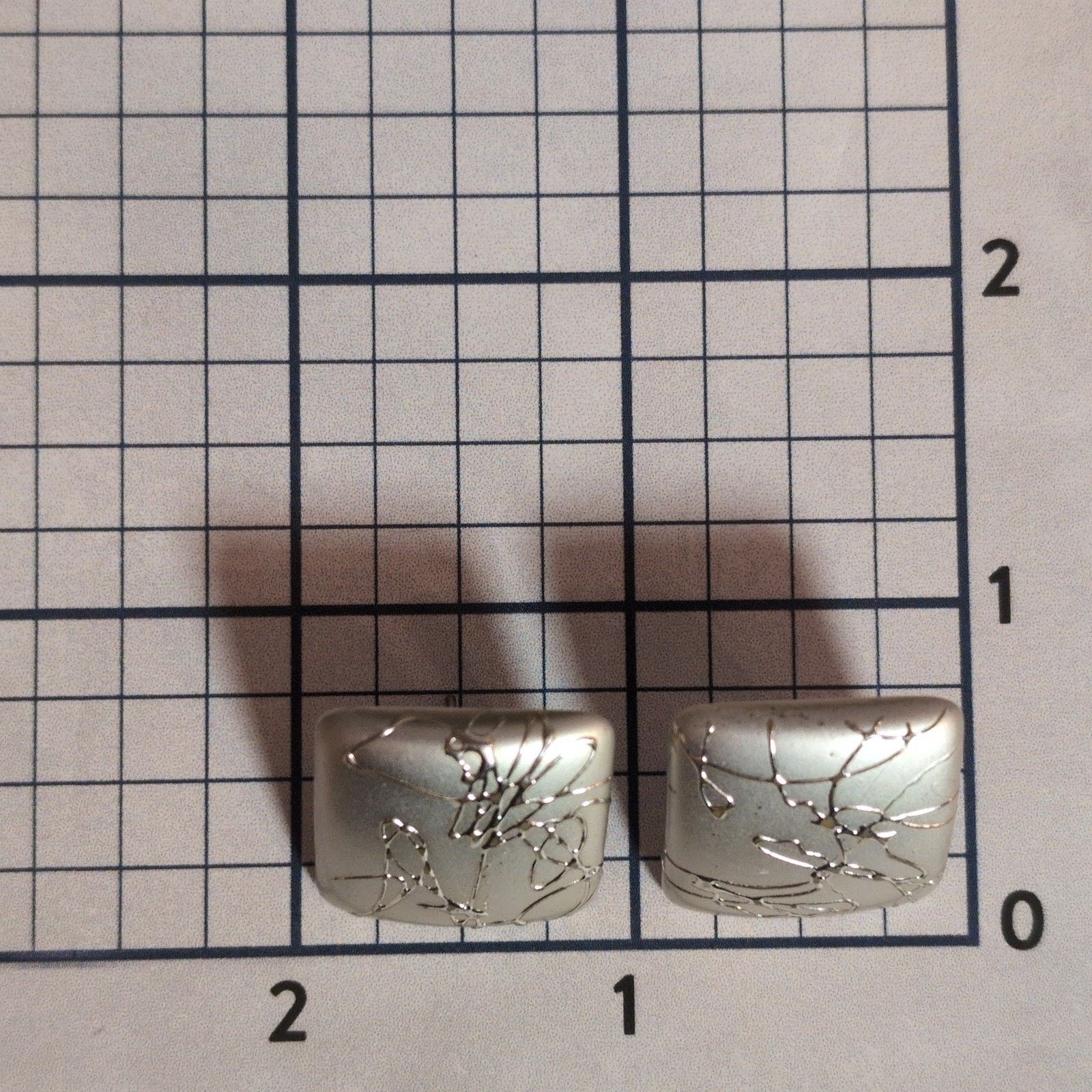 Vintage VTG 1980s Silver-Tone Abstract Square Pierced Post Earrings Size ONE SIZE - 6 Thumbnail