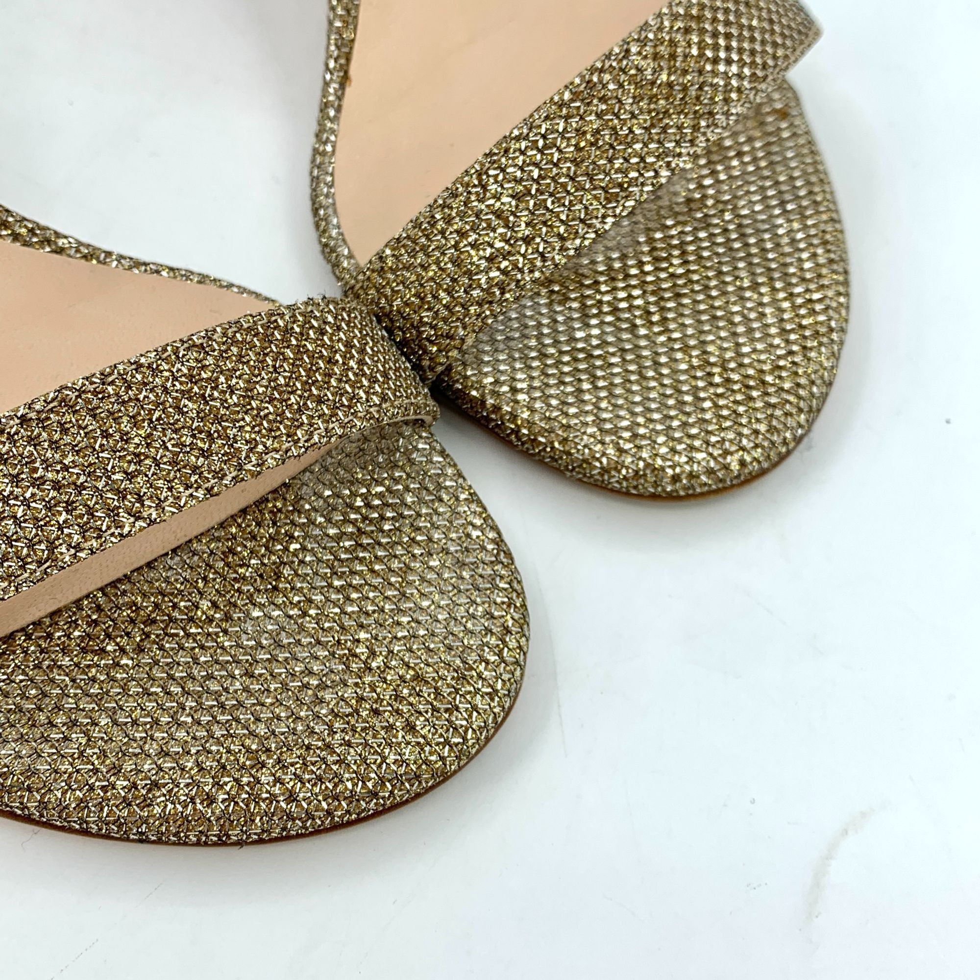 Stuart Weitzman Stuart Weitzman Gold Block Heel Ankle Strap Sandals (Size 34 Size US 4 / IT 34 - 2 Thumbnail