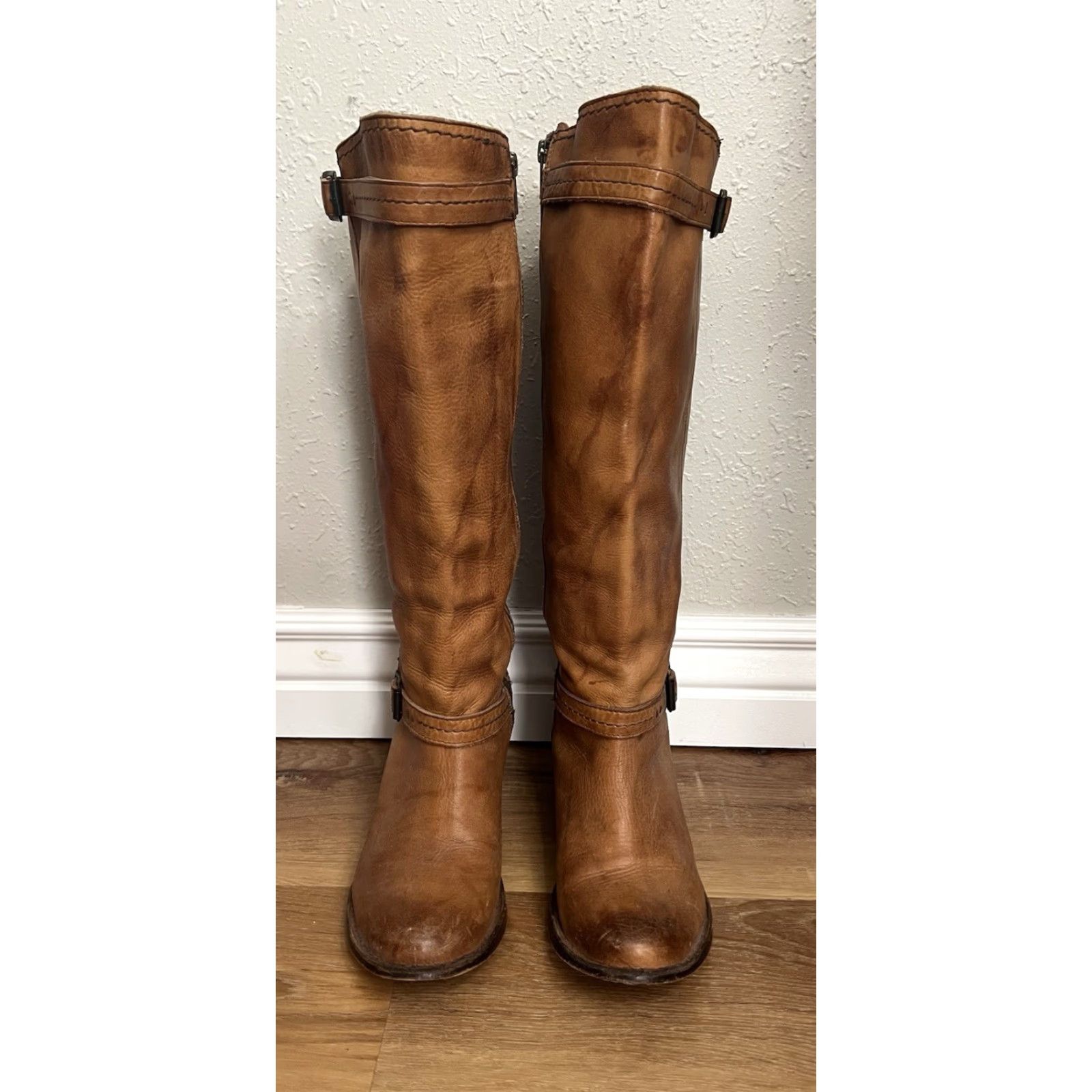 Frye FRYE Carmen Harness Tall Boot Leather Riding Biker Boots Womens 8 C Brown Leather Block Heel Knee High 2-3in Size US 8 / IT 38 - 5 Thumbnail