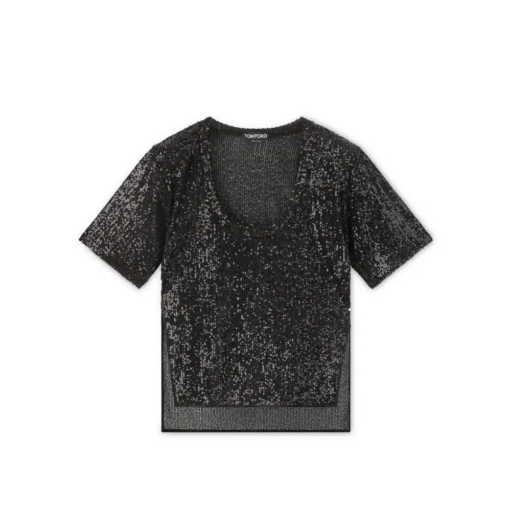 Tom Ford o1loc1c0525 TS1988 Sequined T-Shirt in Black Size S / US 4 / IT 40 - 1 Thumbnail