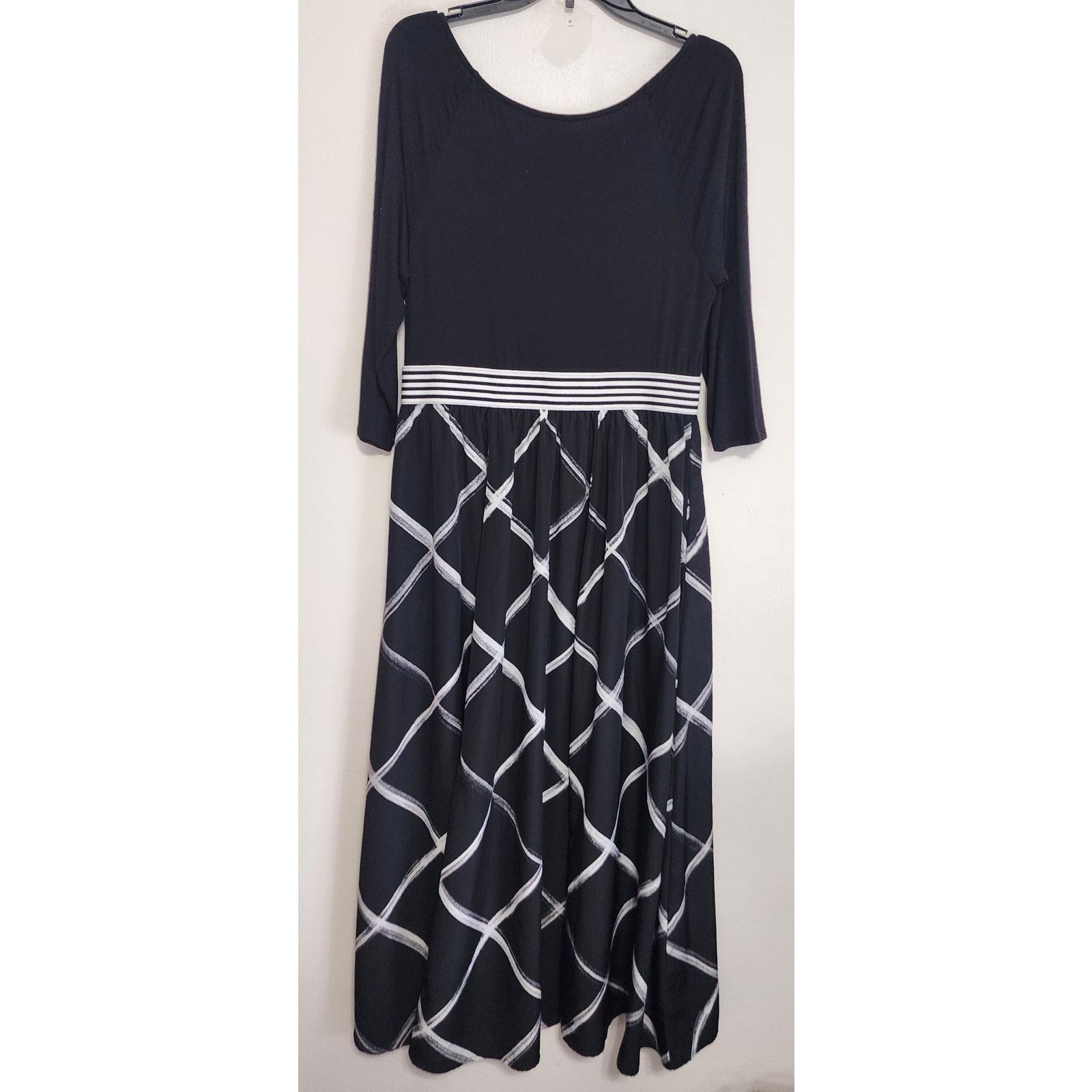 Other C EST. 1946 Black White Geometric Maxi Dress Petite Large Size L / US 10 / IT 46 - 2 Thumbnail