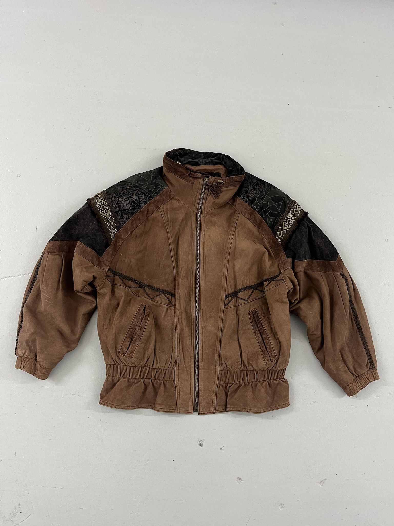 Leather Vintage Leather Jacket 90s Windridge Suede Patterned Leather Coat Size L Size US L / EU 52-54 / 3 - 1 Thumbnail