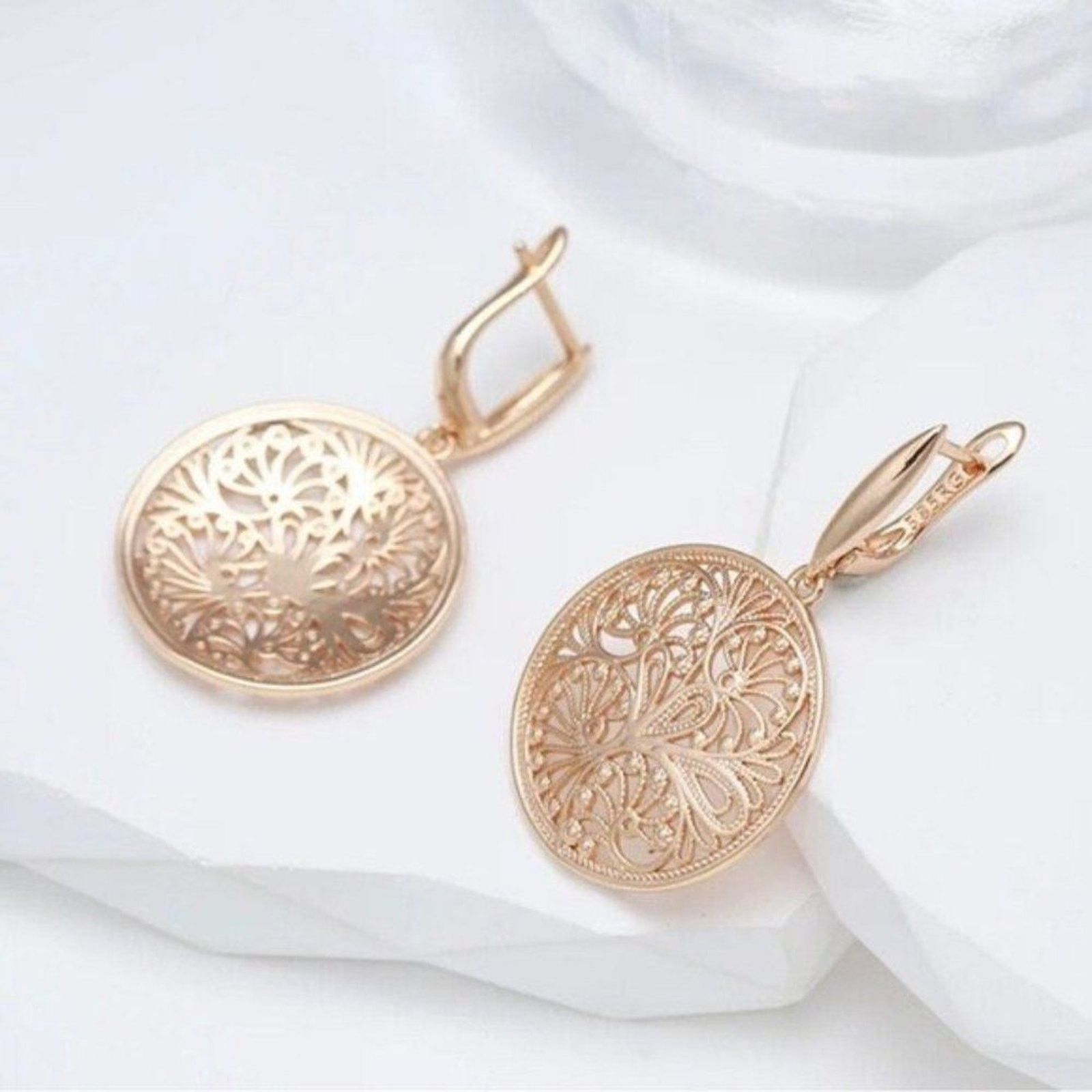 Other New Gorgeous 585 Rose Gold Circle Lace Filigree Dangle Size ONE SIZE - 8 Thumbnail