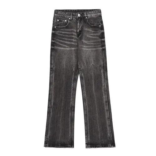 punk distressed fade flare jeans