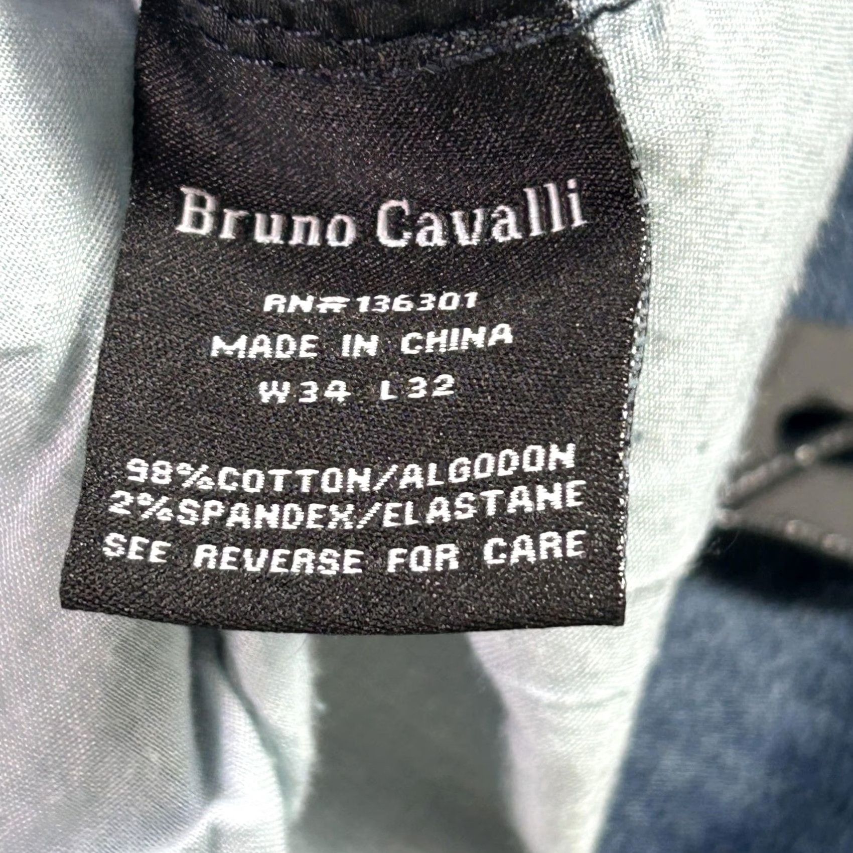 Denime Bruno Cavalli Jeans Mens 34x32 Blue Slim Tapered Stretch Denim Medium Wash Jeans Size US 34 / EU 50 - 6 Thumbnail