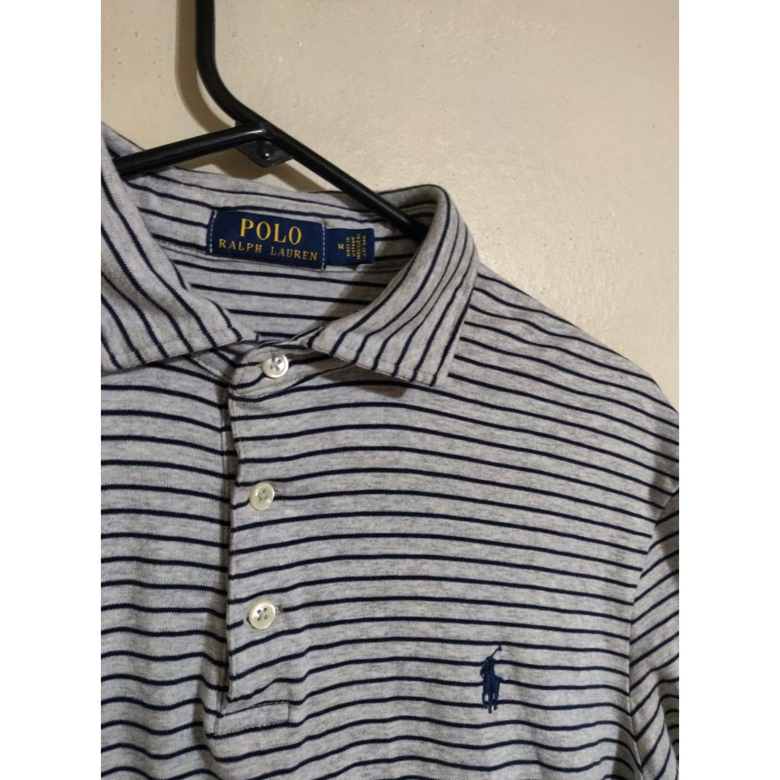 Polo Ralph Lauren Polo Ralph Lauren Gray Striped S/S Casual Polo Shirt Men's Medium Size US M / EU 48-50 / 2 - 2 Thumbnail