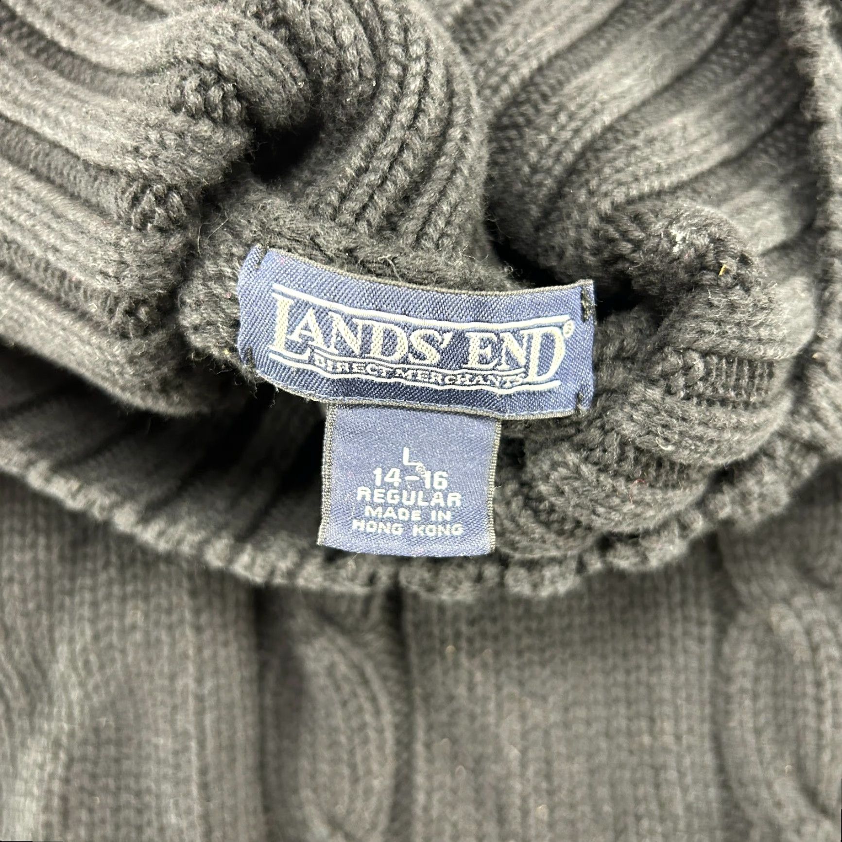 Lands' End Lands' End Sweater Womens L Black Pullover Cotton Turtleneck Long Sleeve Fair Isle Knit 90s Aztec Button Pullover Winter Size L / US 10 / IT 46 - 4 Thumbnail
