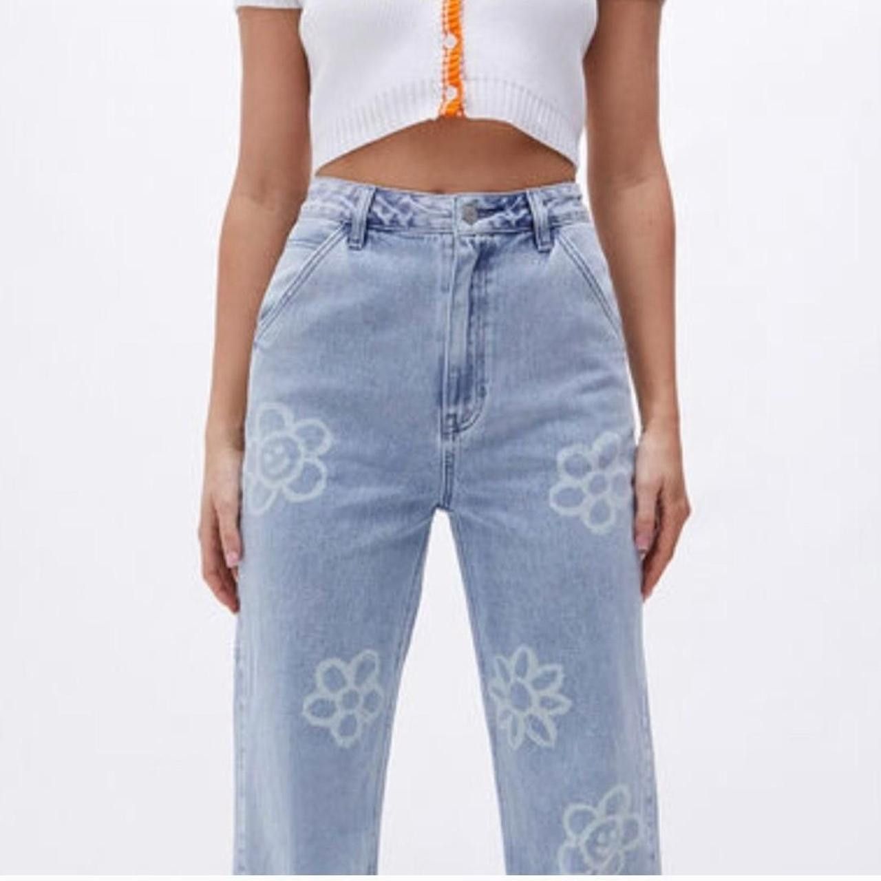Pacsun PACSUN 90's BF Carpenter Denim Jeans with Printed Flowers Size 25" / US 0 / IT 36 - 1 Thumbnail