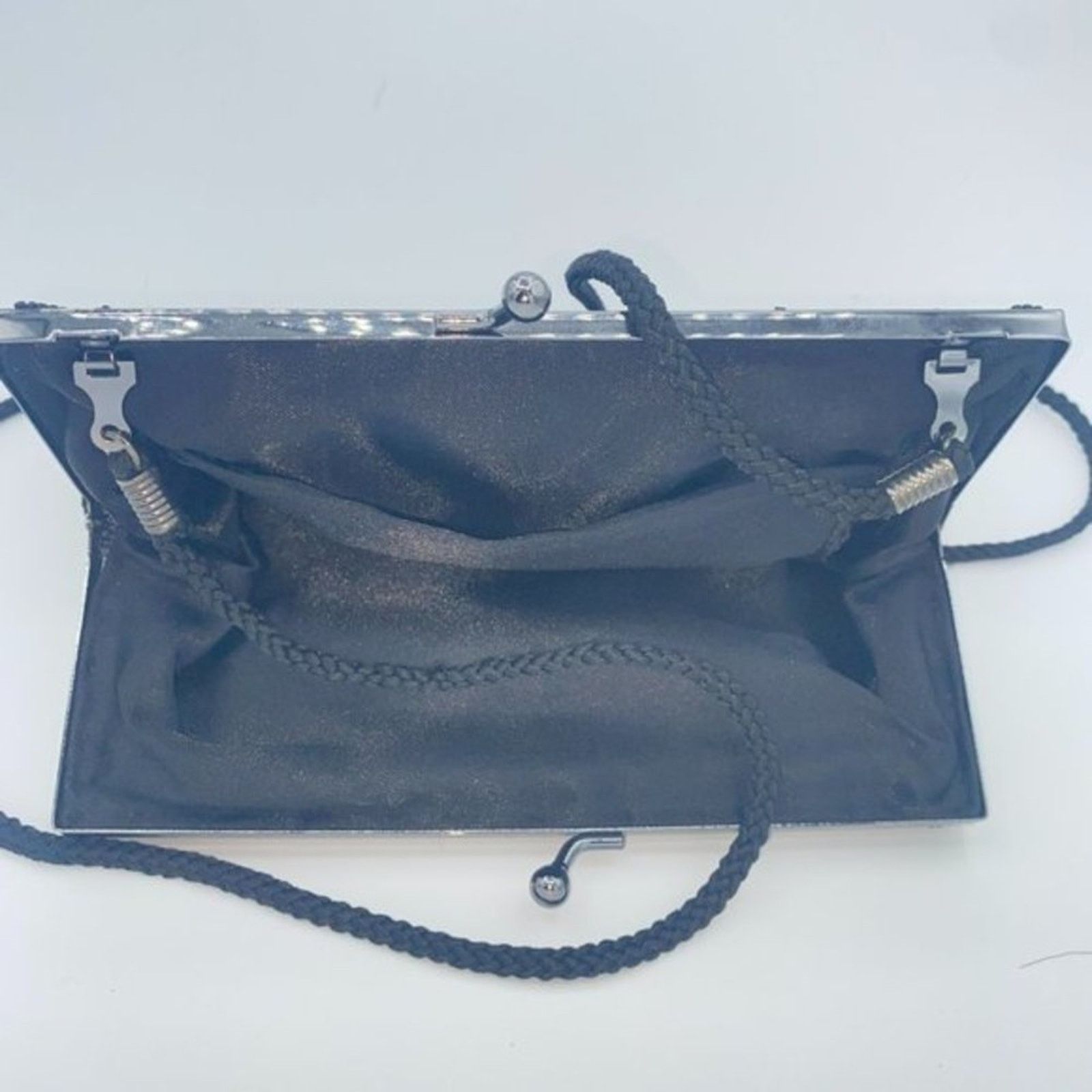 Vintage Handmade Silk Black Beaded Embellished Shoulder Bag Purse Size ONE SIZE - 3 Thumbnail