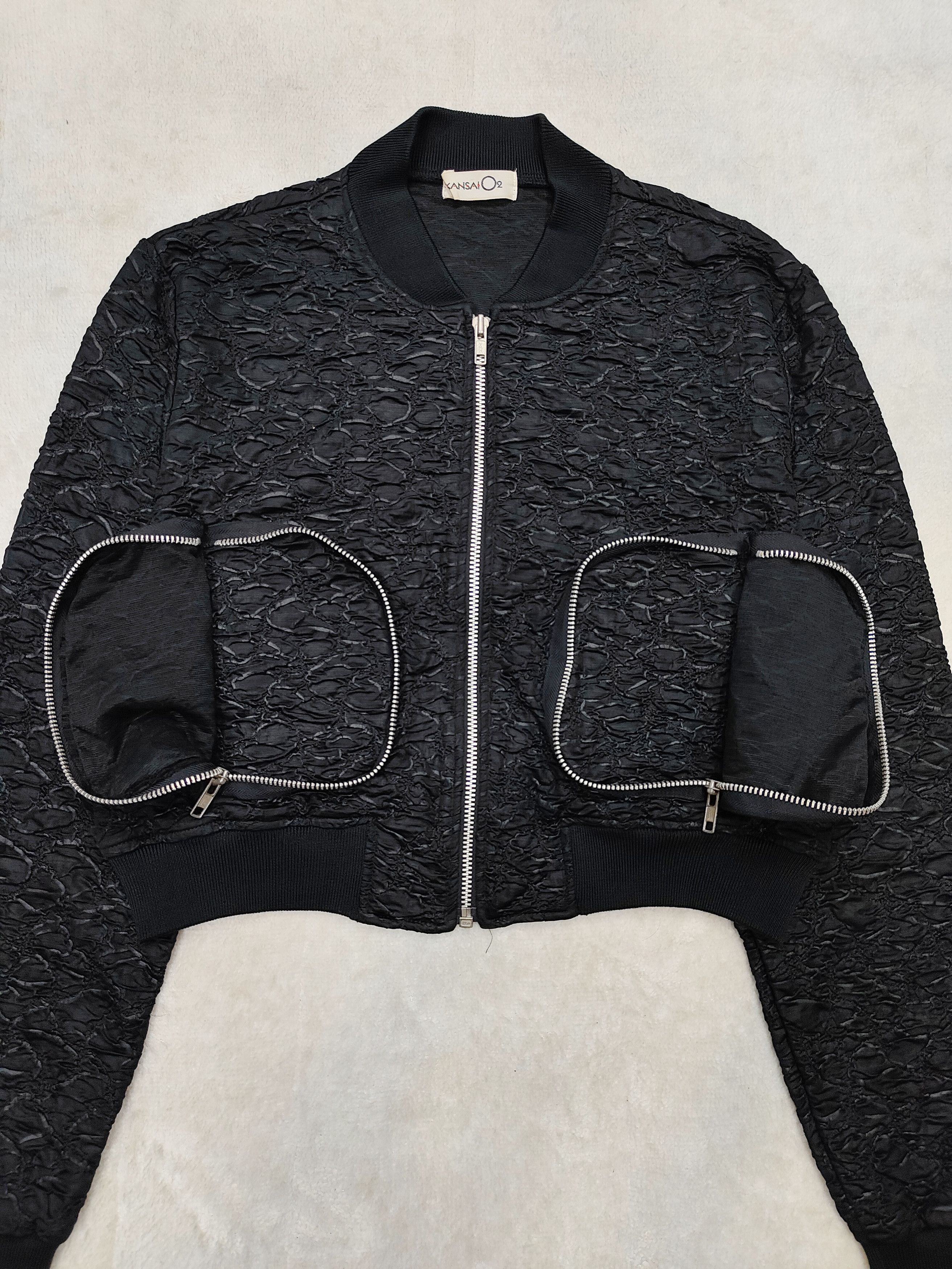 Kansai Yamamoto 80s Kansai 02- Archived Experimental Textured Cropped Bomber Size US M / EU 48-50 / 2 - 3 Thumbnail