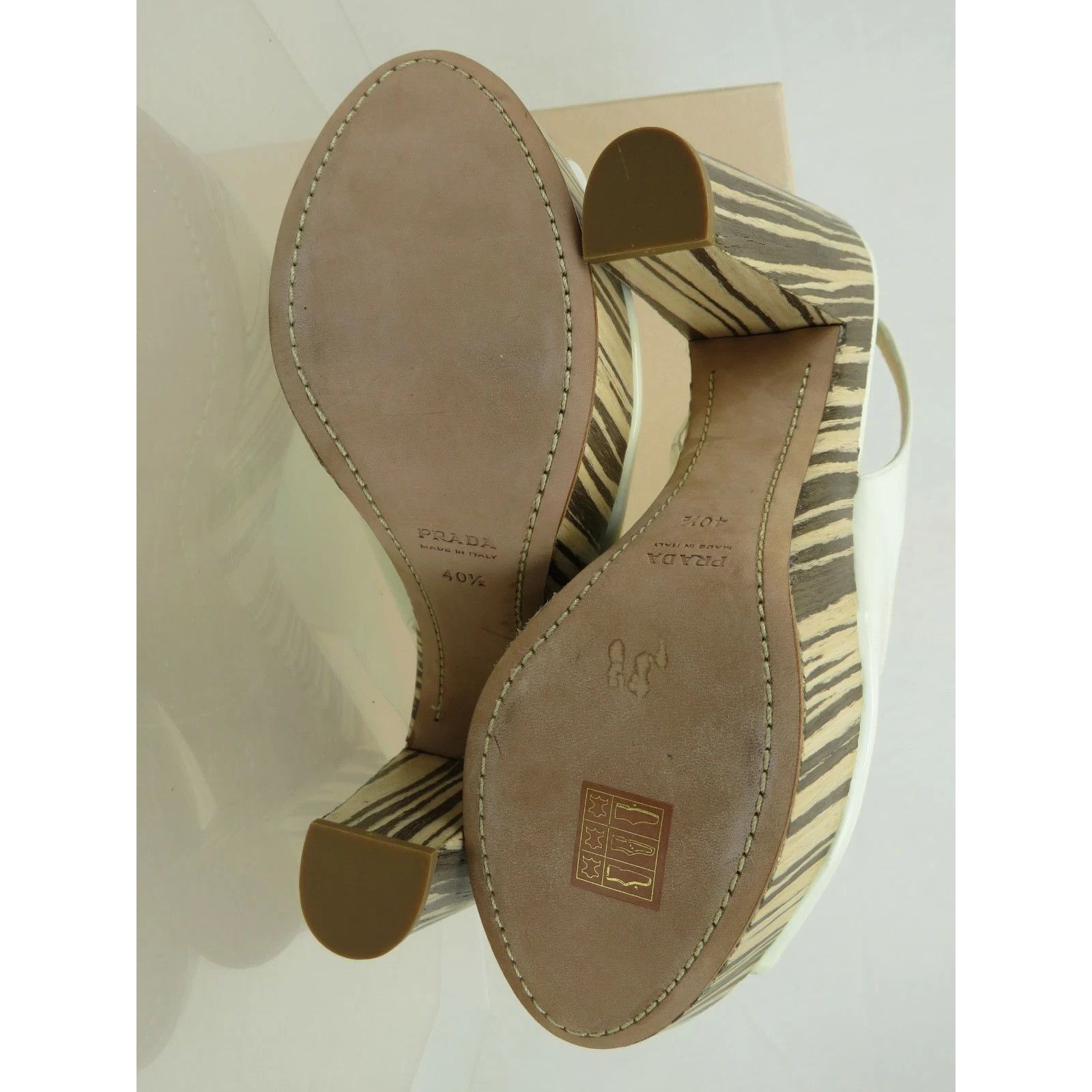 Prada PRADA 1Z647D WHITE PATENT LEATHER SANDALS PUMPS 40.5 ITALY Size US 10.5 / IT 40.5 - 10 Thumbnail