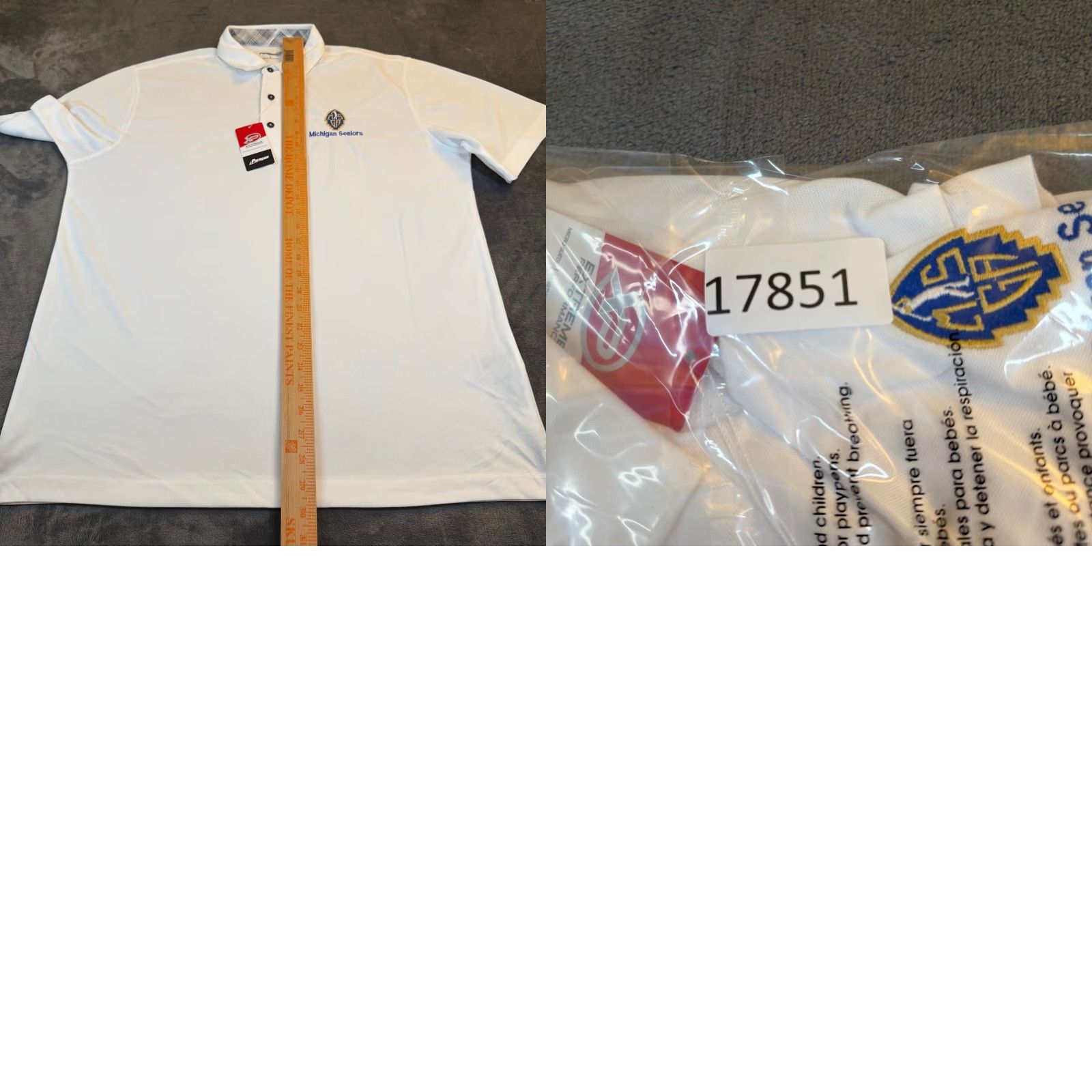 Vintage VINTAGE not applicable; ensure title uses original words only. Paragon XP White Michigan Seniors Golf Polo Shirt UPF 50+ Mens Large NWT Size US L / EU 52-54 / 3 - 8 Thumbnail