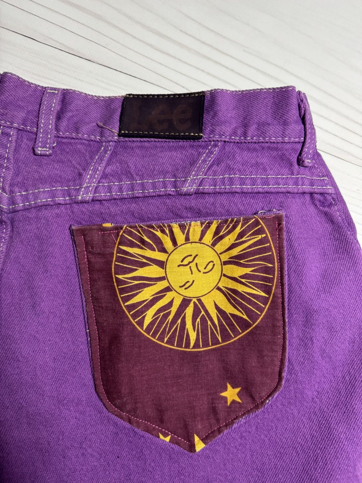 Lee Vintage Lee Celestial Sun Moon Stars Split Custom Jeans Size US 34 / EU 50 - 5 Thumbnail
