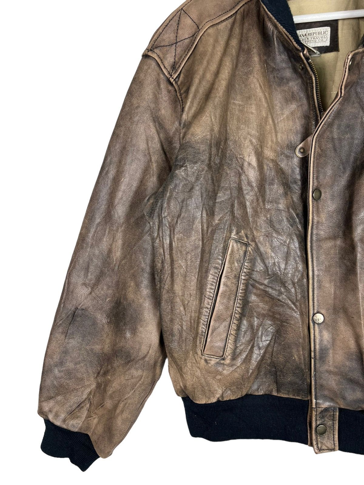 Banana Republic 🔥 1980s BANANA REPUBLIC TRAVEL SAFARI DYED LEATHER JACKET Size US L / EU 52-54 / 3 - 7 Thumbnail