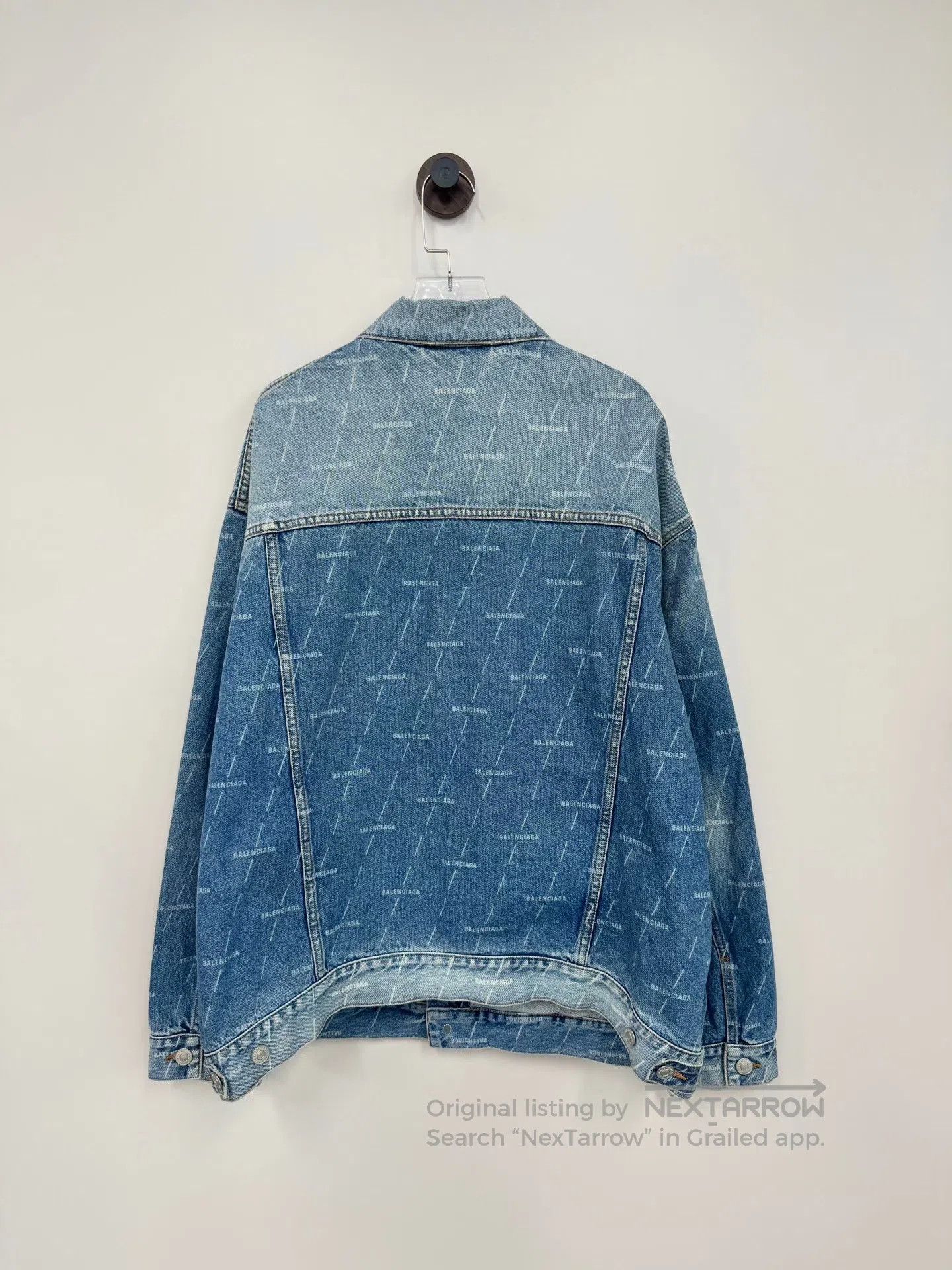 Balenciaga Balenciaga Blue Monogrammed Logo Letter Denim Jacket| Size XS / US 0-2 / IT 36-38 - 2 Thumbnail