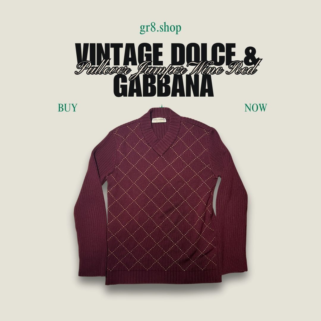 Dolce & Gabbana Vintage Dolce & Gabbana Argyle Knit Pullover Jumper Wine Red Size L / US 10 / IT 46 - 1 Thumbnail