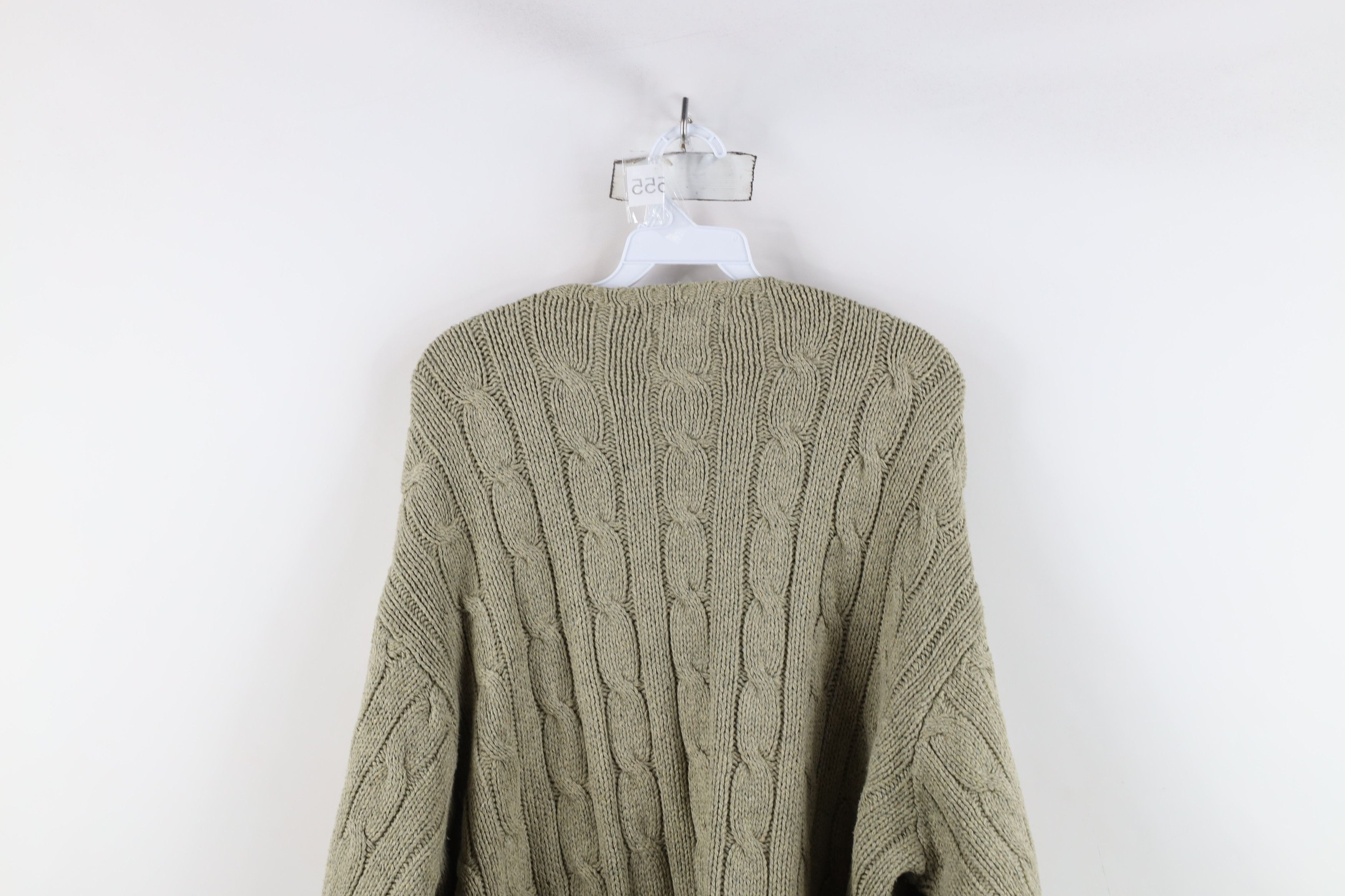 Polo Ralph Lauren Vintage 90s Ralph Lauren Cable Knit Crewneck Sweater Green Size US XL / EU 56 / 4 - 10 Thumbnail