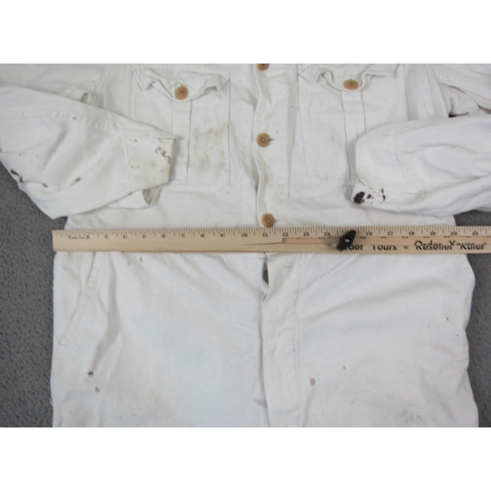 Denime VINTAGE Bolenium Overalls Mens 40 x 28 White Denim Workwear 60s 70s Size US 40 / EU 56 - 7 Thumbnail