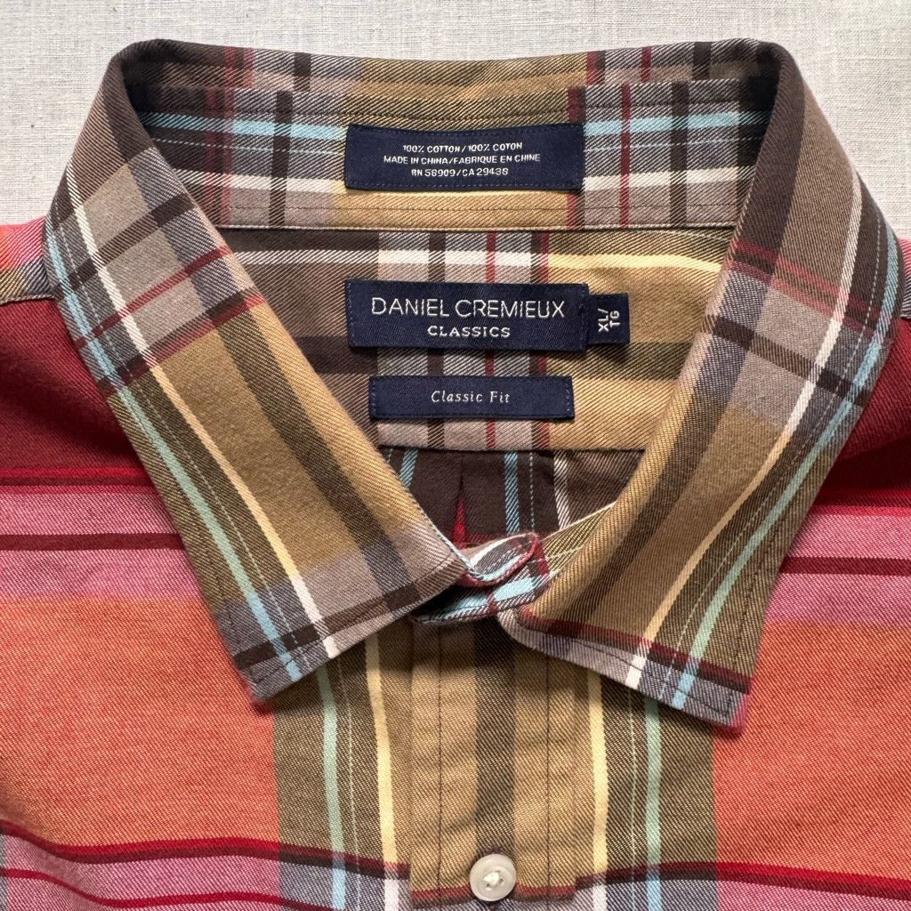 Daniel Cremieux Daniel Cremieux Classics Red Plaid Thin Cotton Button Down Size US XL / EU 56 / 4 - 2 Thumbnail