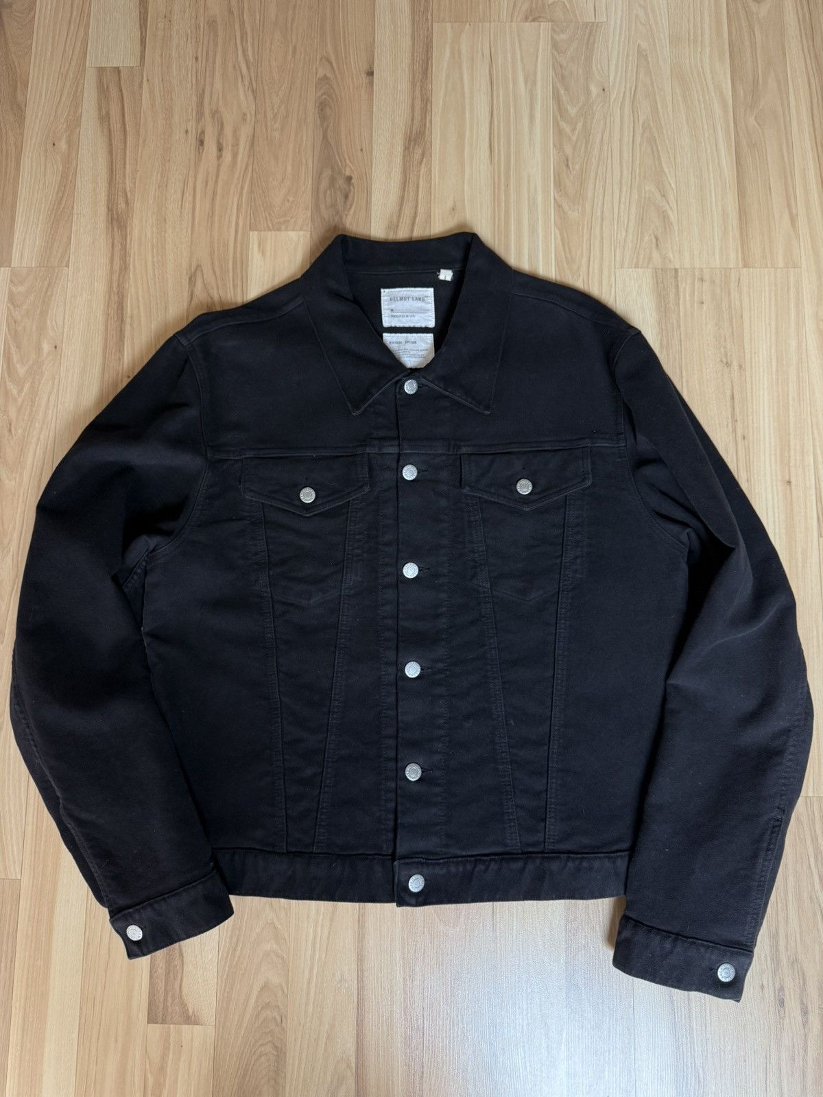 Helmut Lang Helmut Lang 1999 coated black denim jacket | Grailed