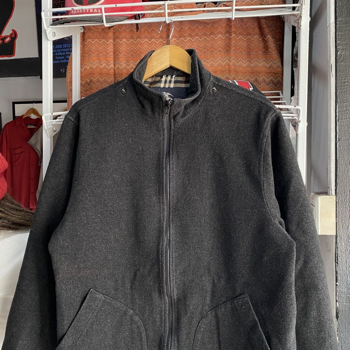 Burberry Vintage Burberry London Gray Wool Zip Jacket w/ Nova Check Size US L / EU 52-54 / 3 - 4 Thumbnail