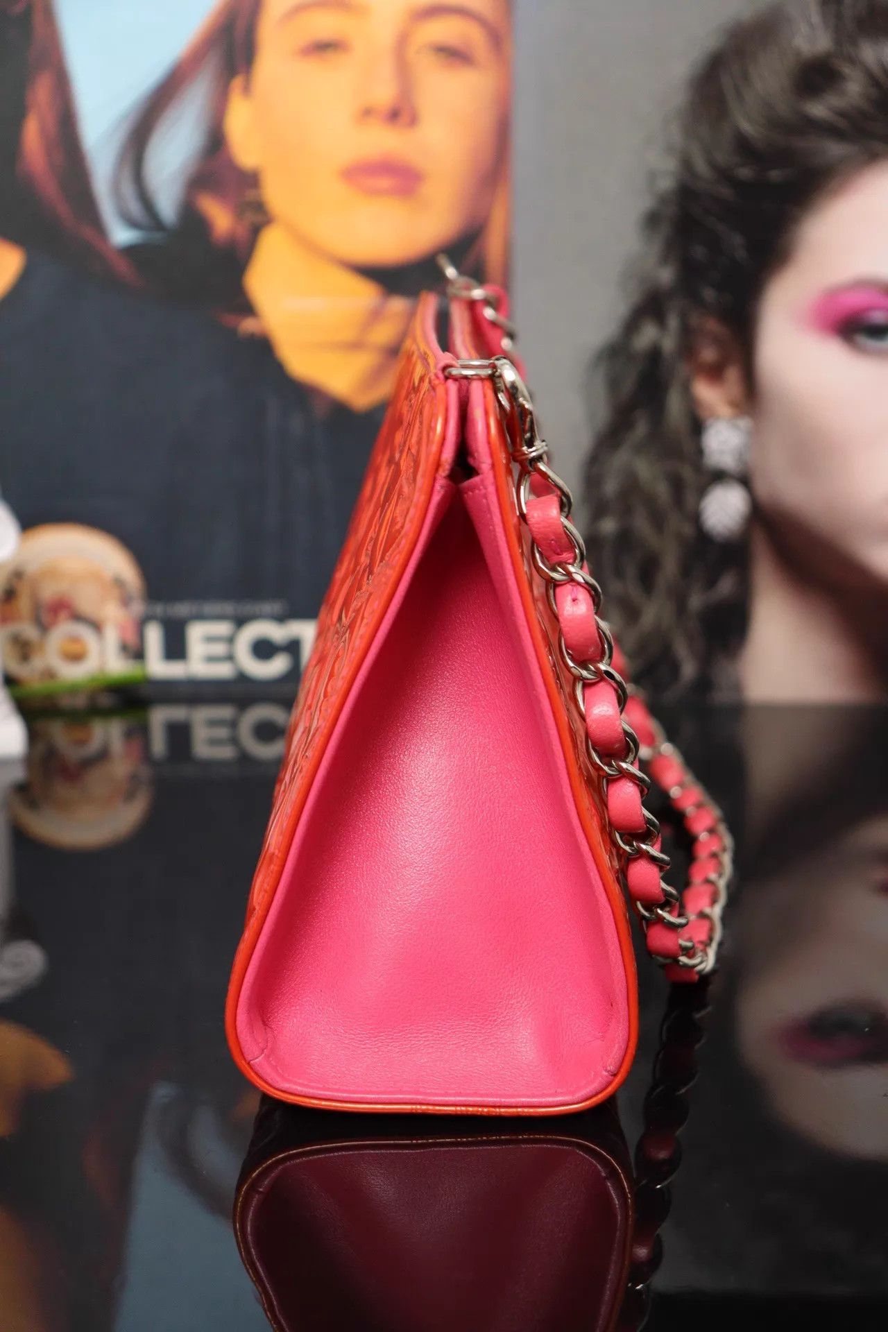 Chanel CHANEL Red Patent Leather Chain Bag 23x14x7.5 No Acc Size ONE SIZE - 4 Thumbnail