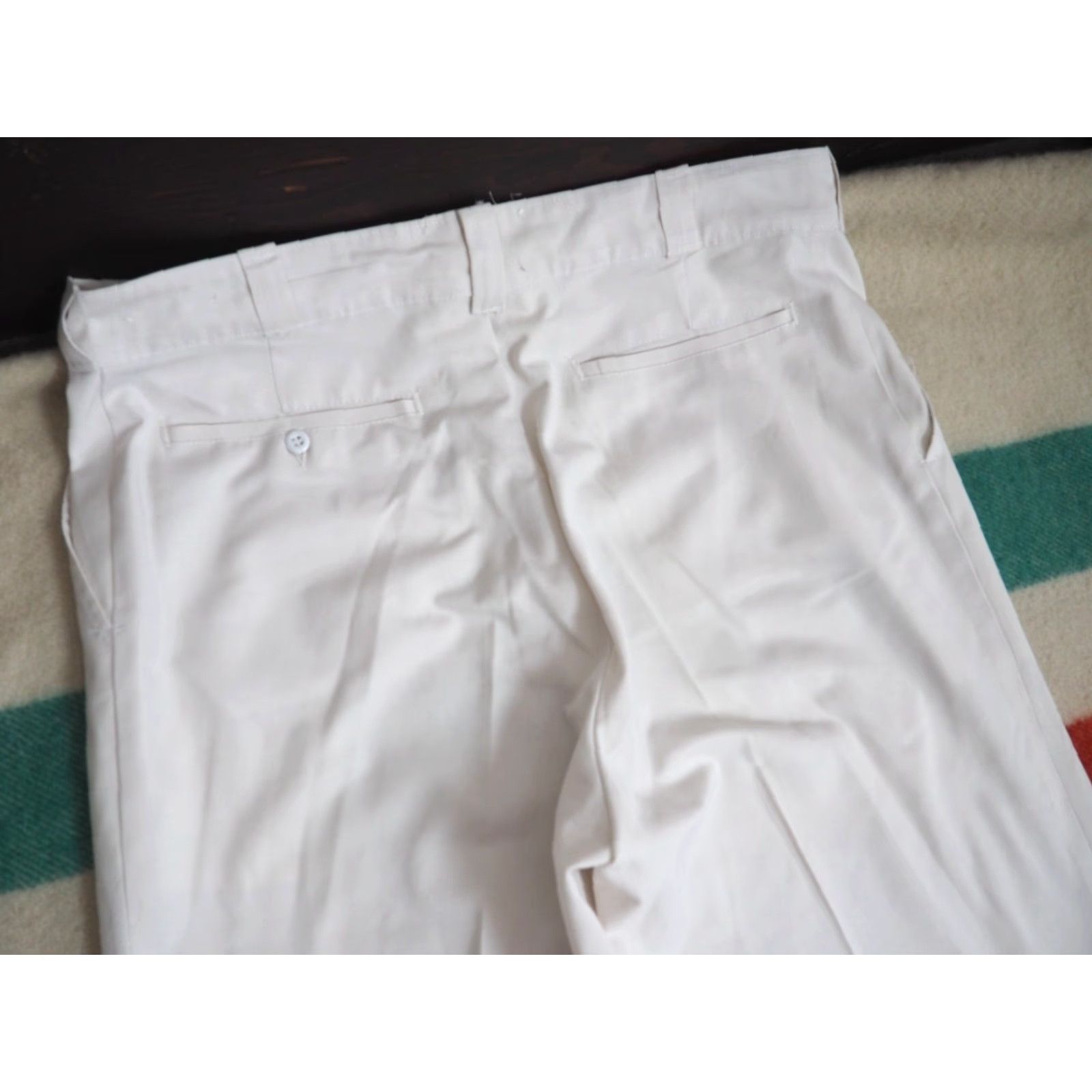 Vintage VINTAGE Angelica White 35x29 Polycotton Twill Chino Work Pants Men 1970s 60s 70s Rockabilly Straight Leg USA Size US 35 - 4 Thumbnail