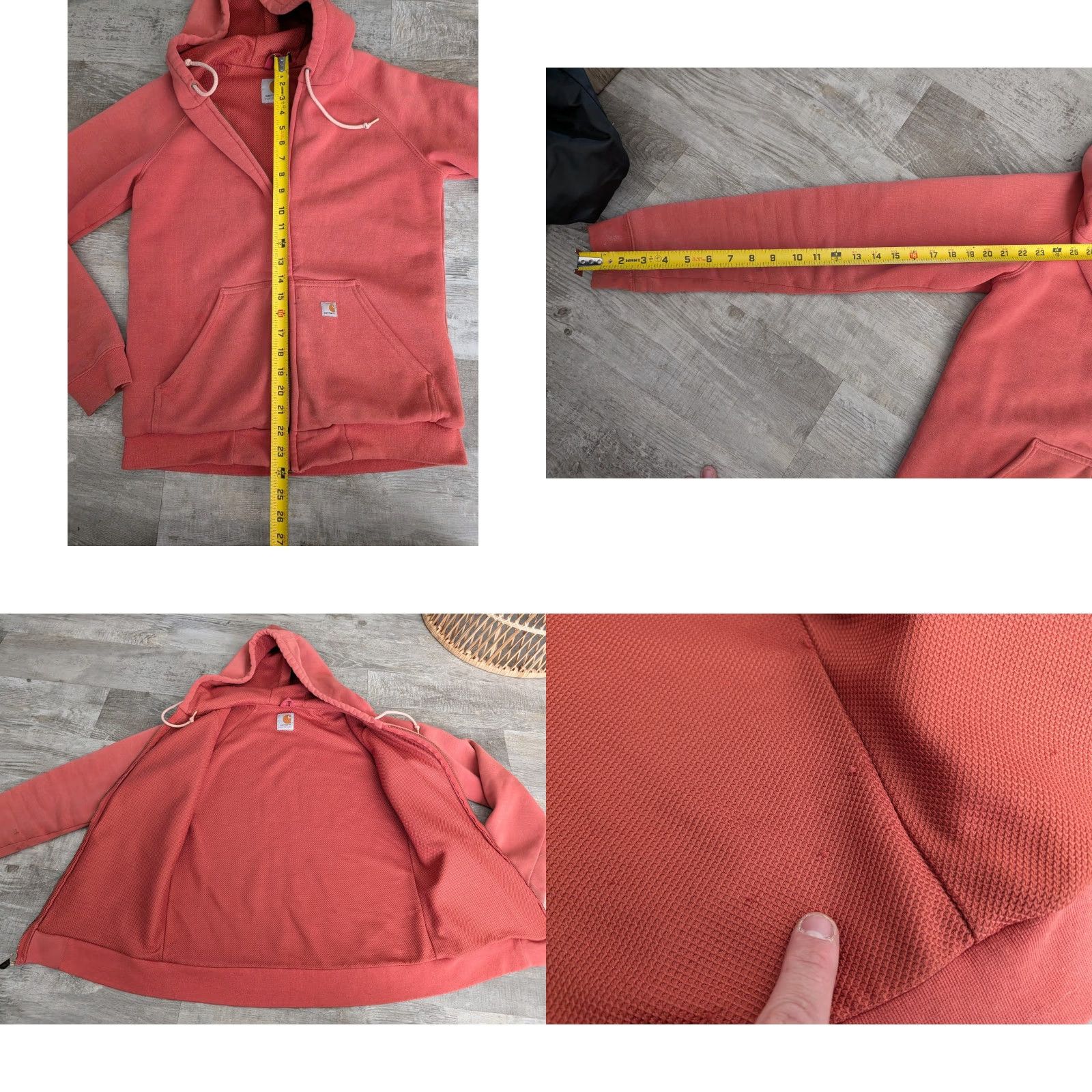 Carhartt VINTAGE Carhartt Hoodie Women's Small Pink Thermal Waffle Knit Full Zip Knit Lined 90s Logo USA Activewear Size S / US 4 / IT 40 - 9 Thumbnail