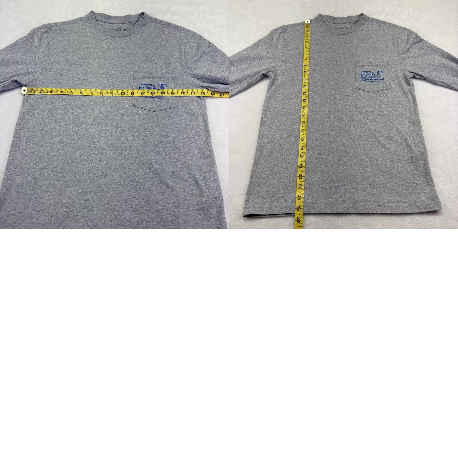 Vineyard Vines Vineyard Vines Happy Hanukkah Whale Menorah Long Sleeve T Shirt Gray XS Mens Size US XS / EU 42 / 0 - 8 Thumbnail