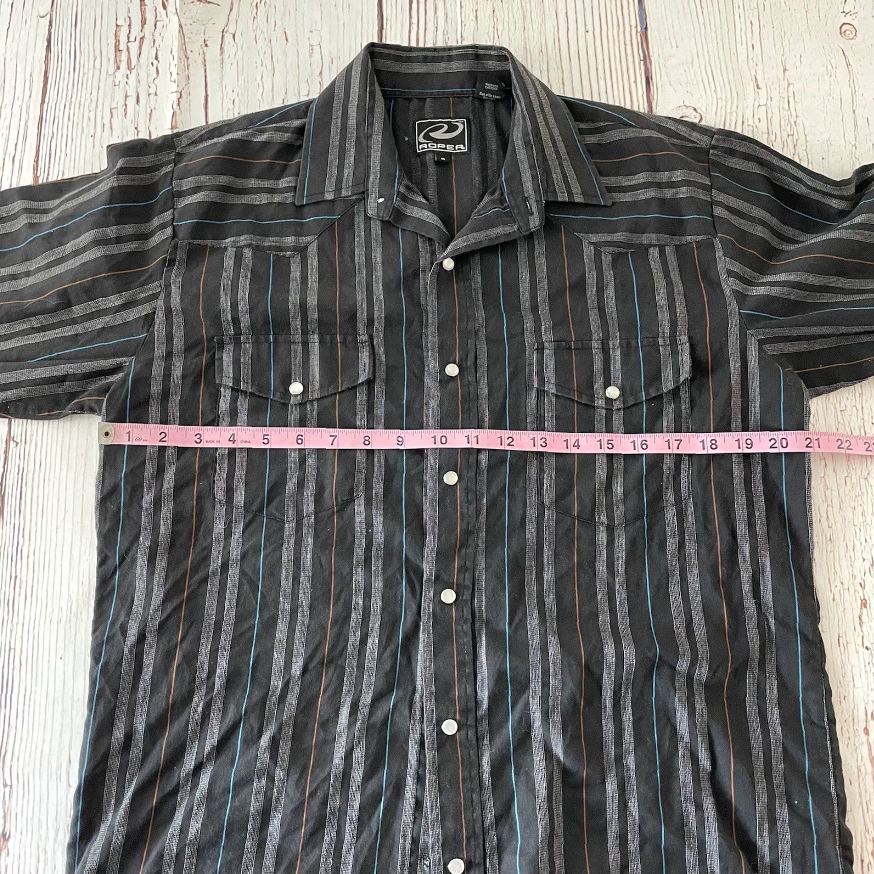 Roper Roper Shirt Striped Long Sleeve Button-Up Front Black Mens Medium Size US M / EU 48-50 / 2 - 5 Thumbnail